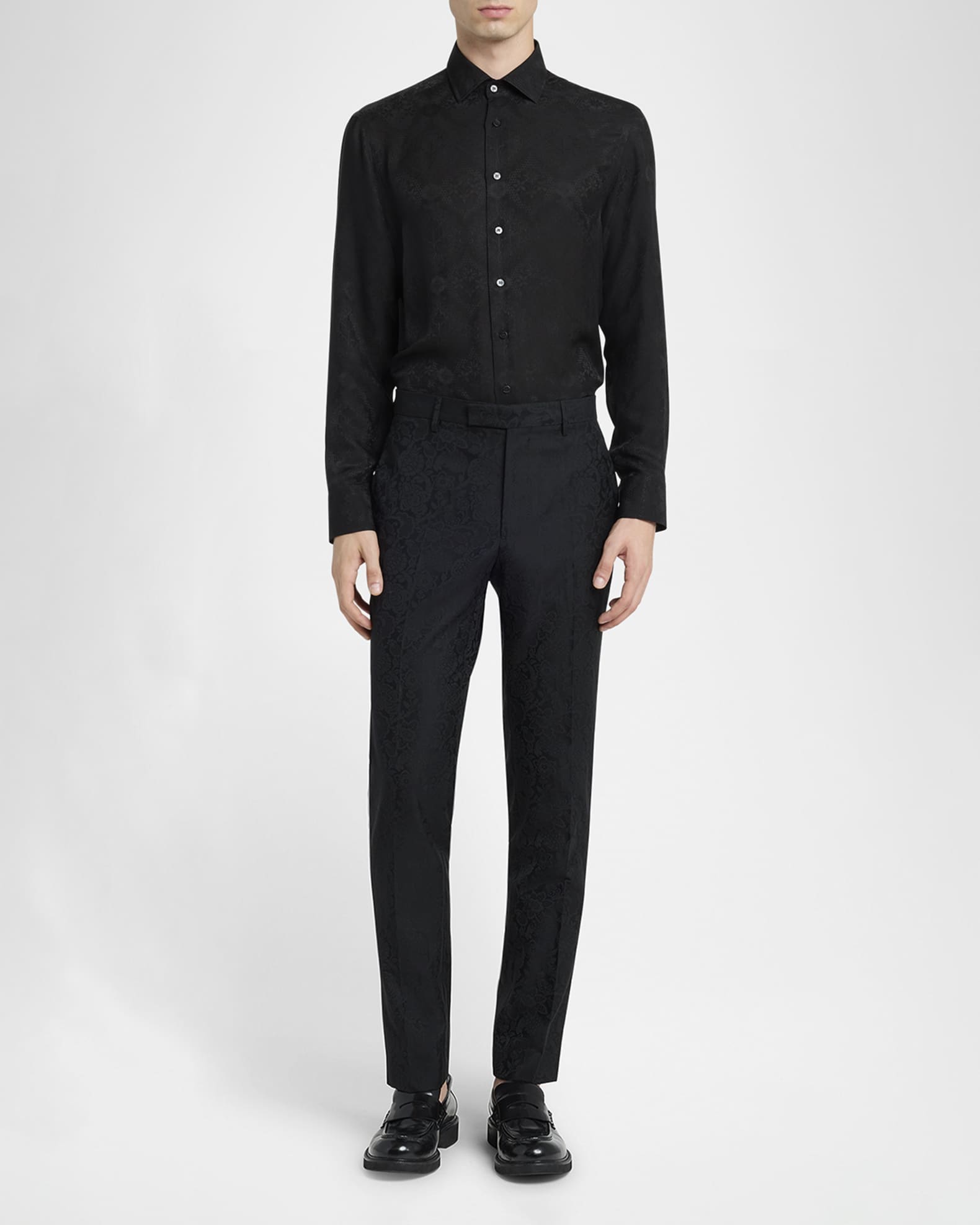 Men's Jacquard Evening Trousers - Thumbnail 2
