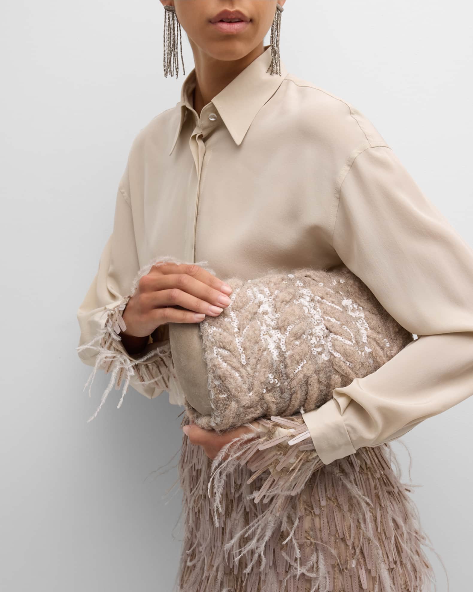 Sequined Opera Knit Clutch Bag 1