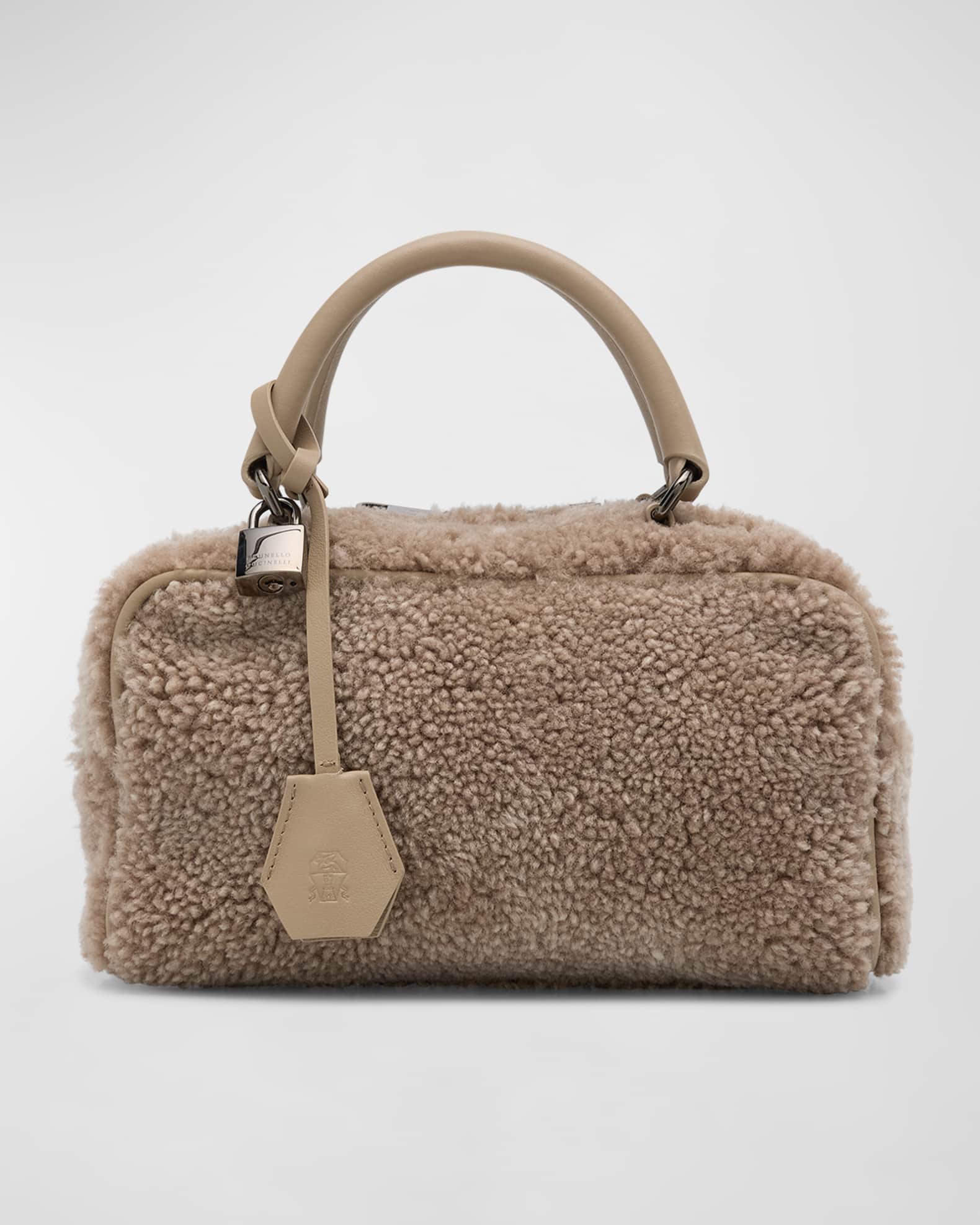 Boston Lamb Shearling Top-Handle Bag 0
