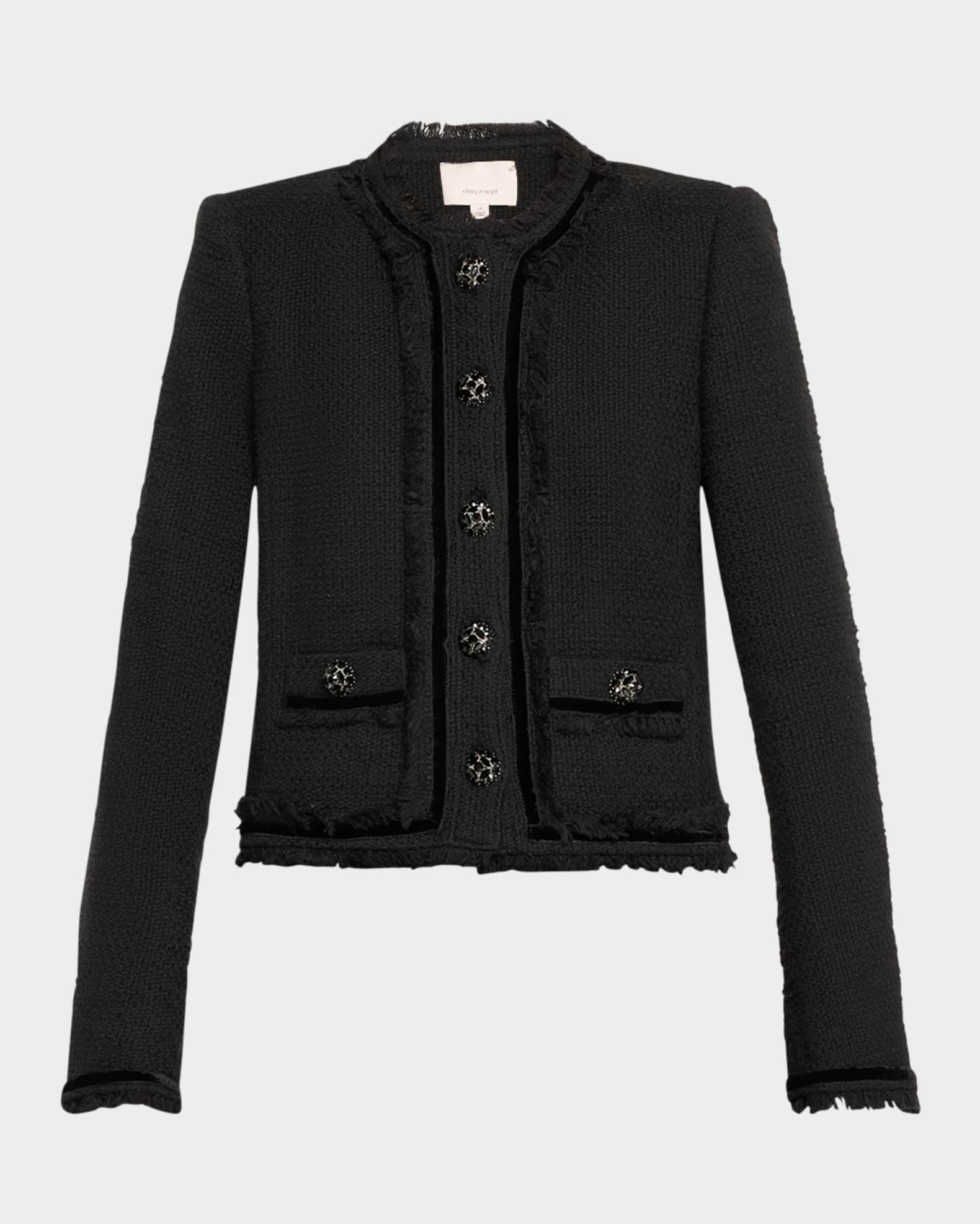 Boucle fringe jacket store