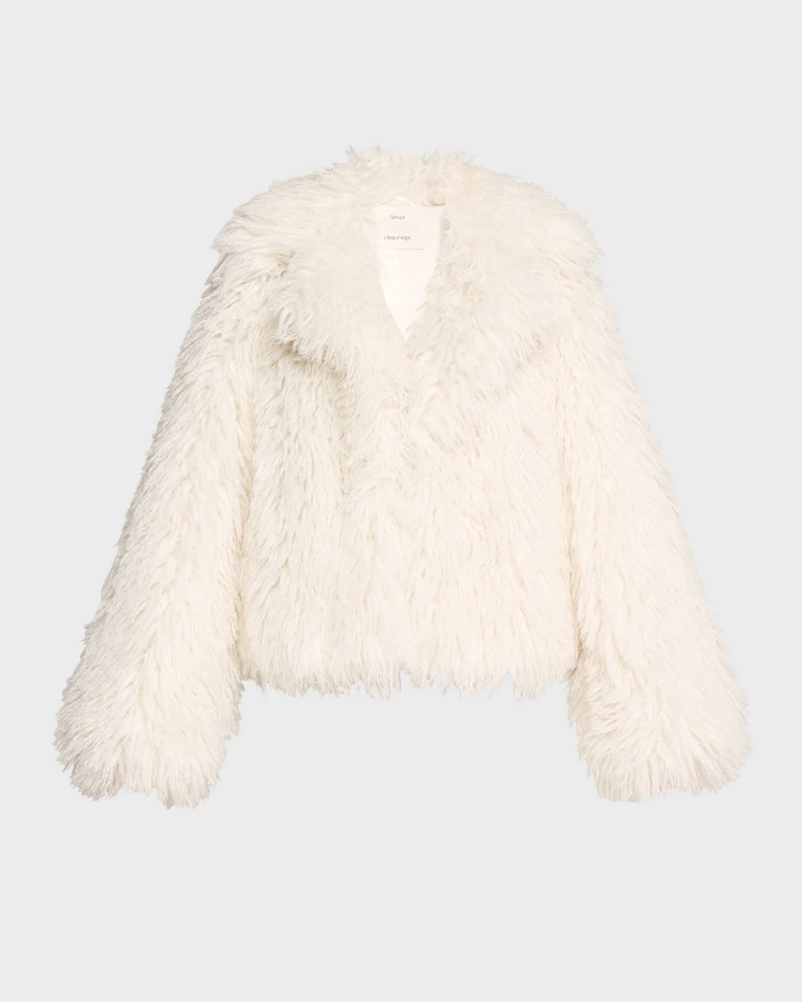 Cinq A Sept Cade Faux Fur Short Coat Ivory Cream
