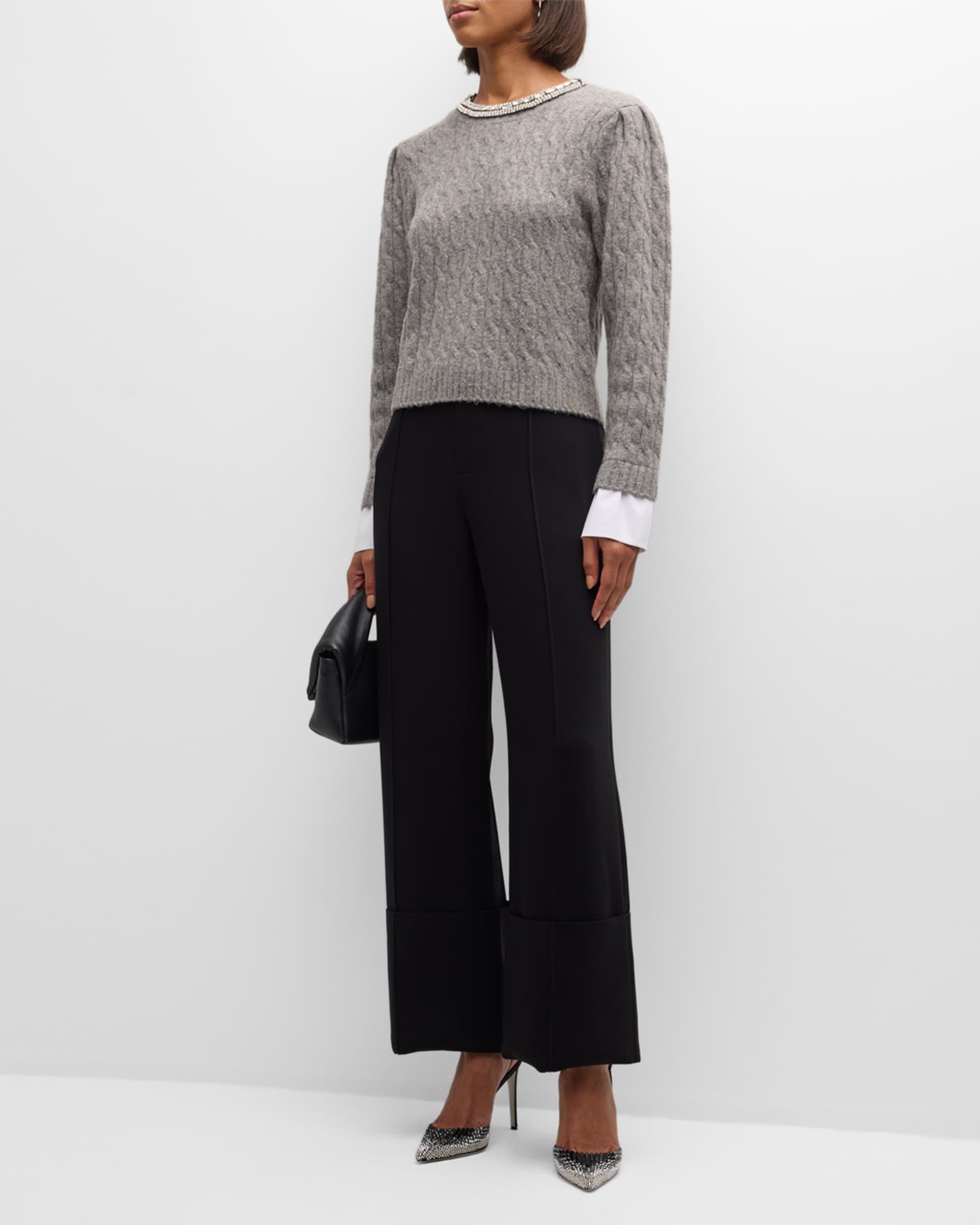 Rosario Necklace Cable-Knit Combo Sweater 1