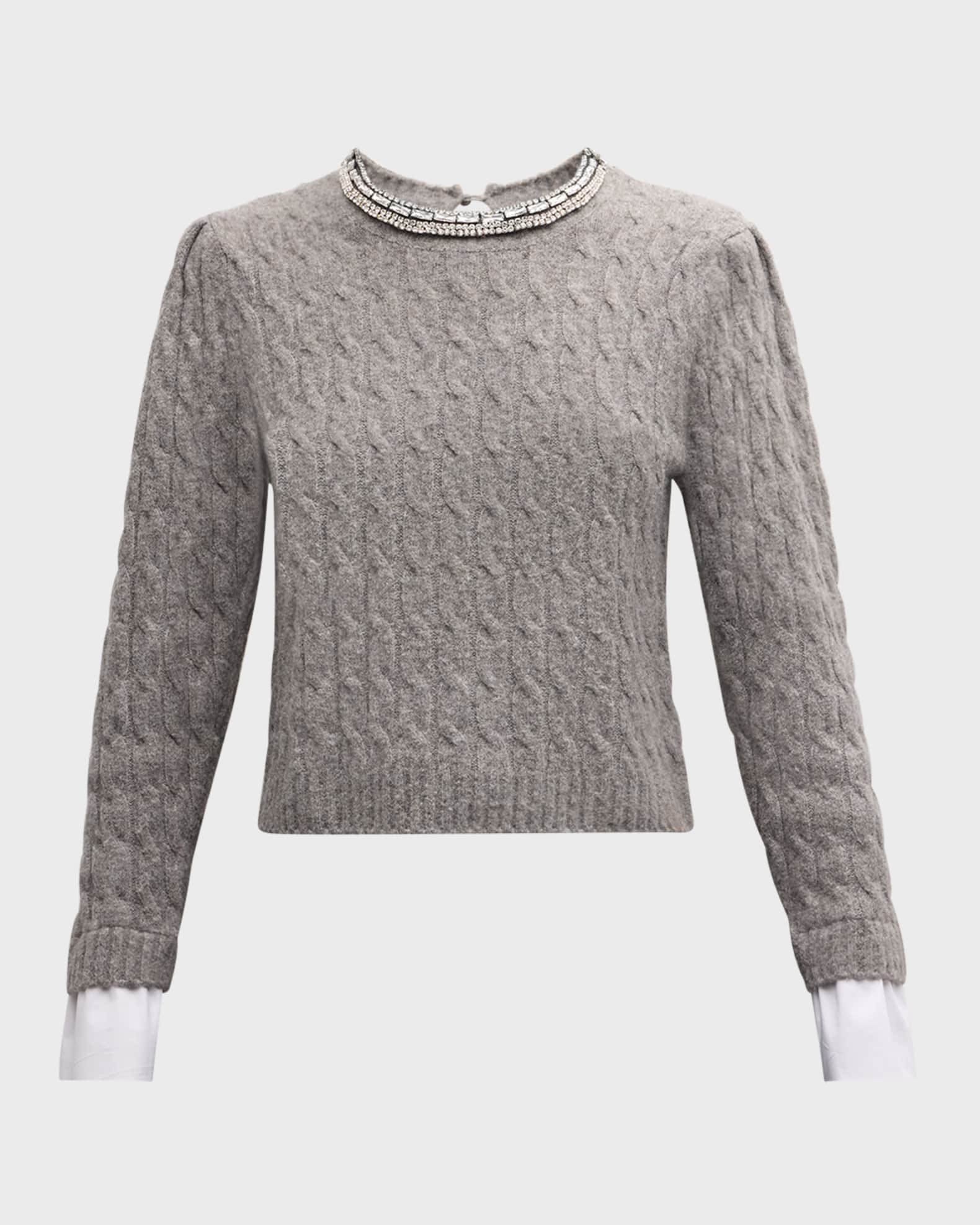 Rosario Necklace Cable-Knit Combo Sweater 0