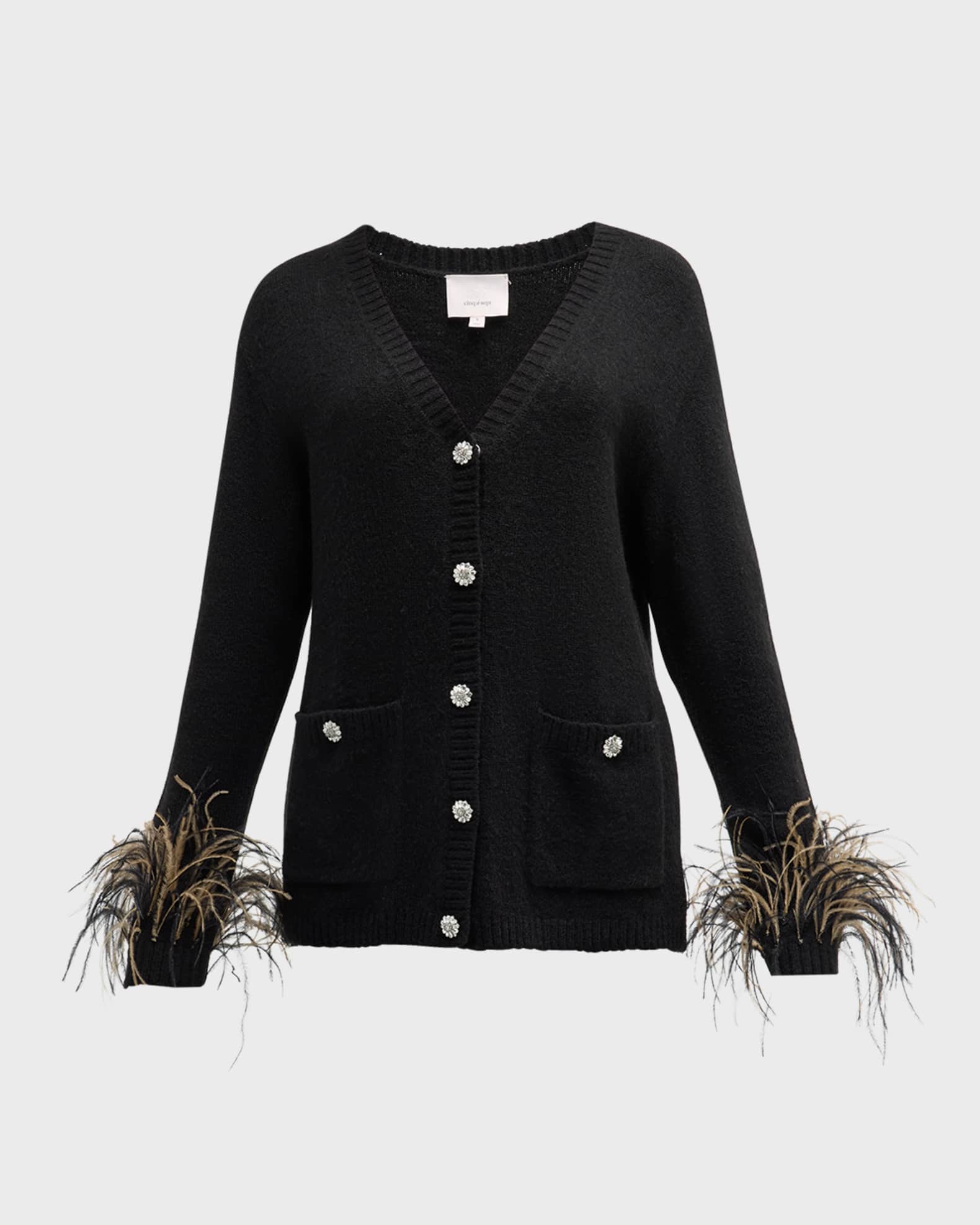 Dreama Marnie Feathered-Cuff Cardigan 0