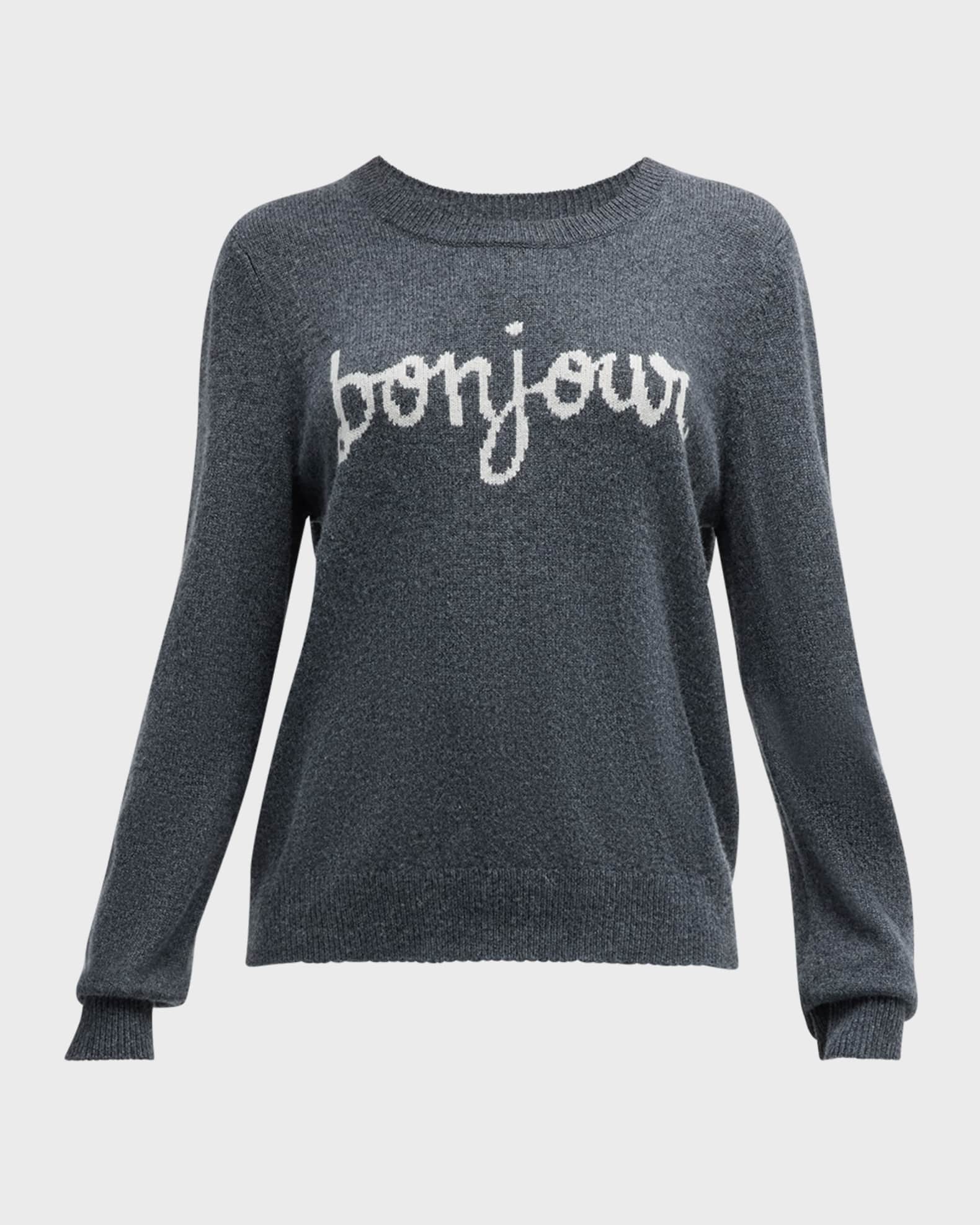 Cinq a Sept Bonjour Graphic Crewneck Sweater Neiman Marcus