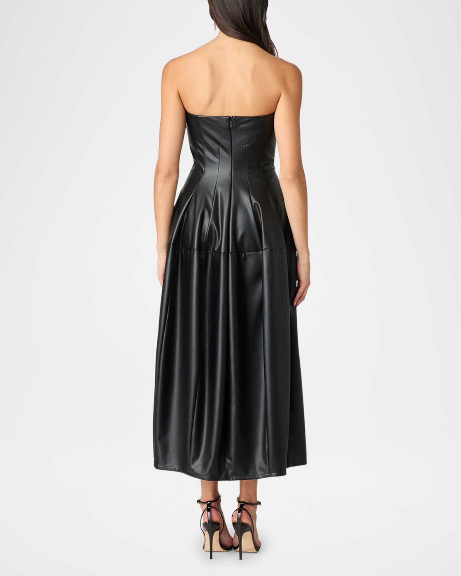 Celia Strapless Faux Leather Midi Dress 1