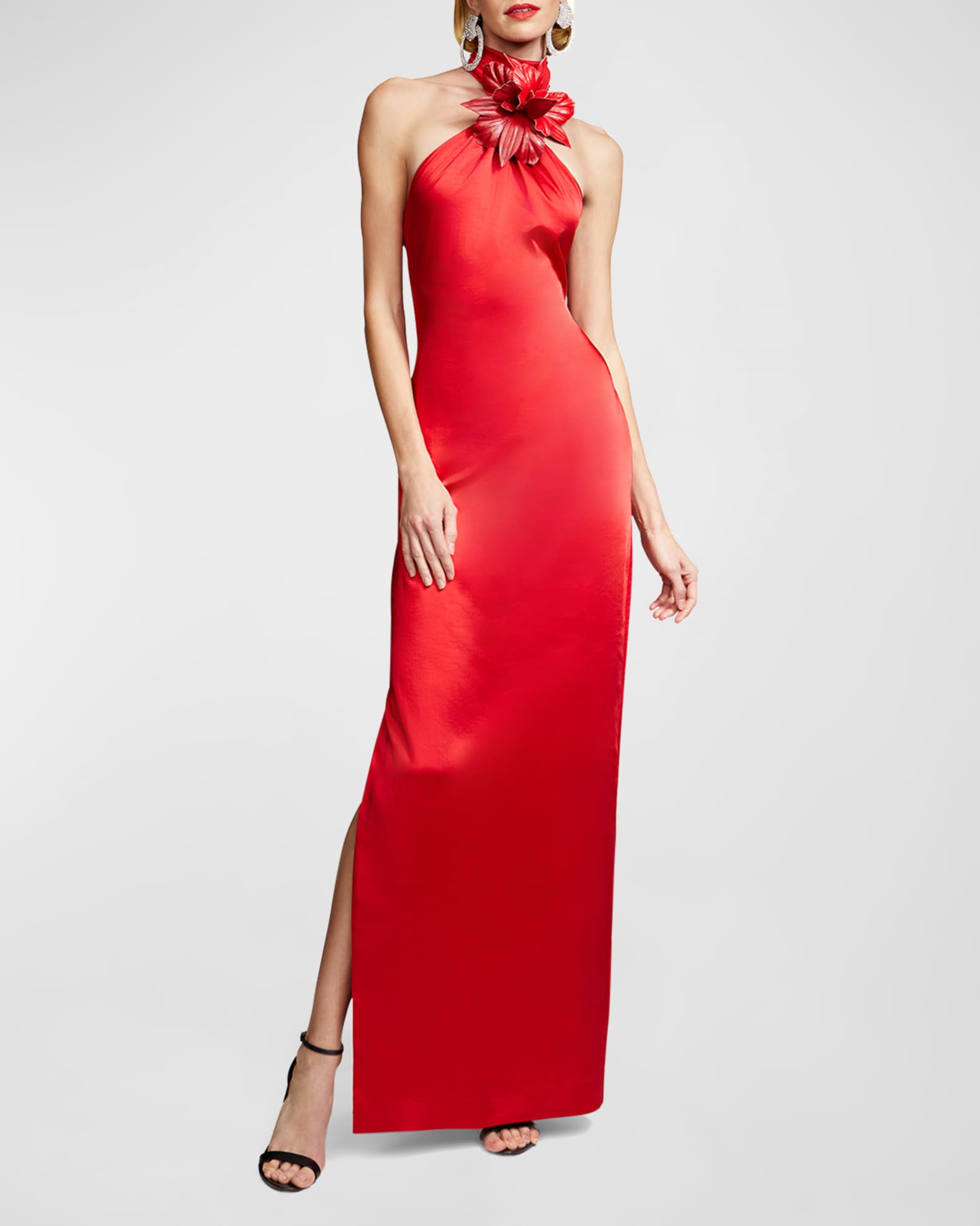Halston draped mock neck gown hot sale