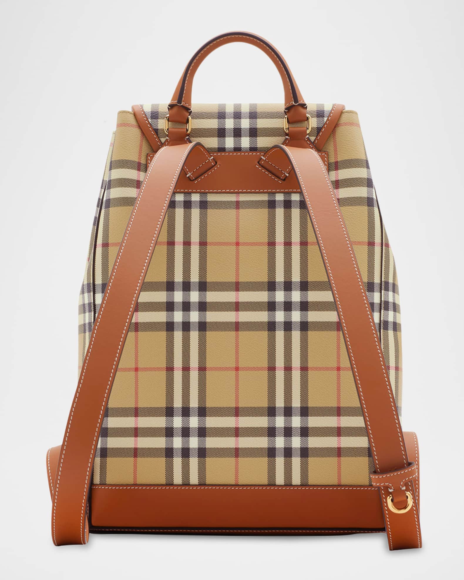 Burberry Check Drawstring Coated-Cotton Backpack | Neiman Marcus
