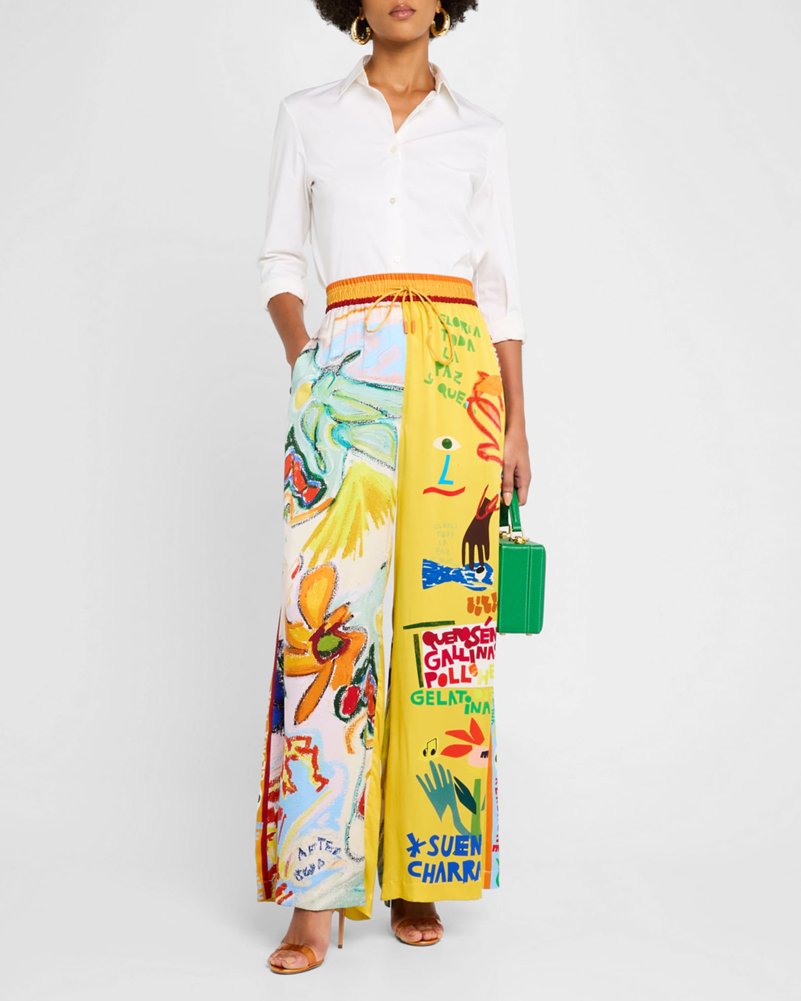 La Charrasca Wide-Leg Silk Pants 1