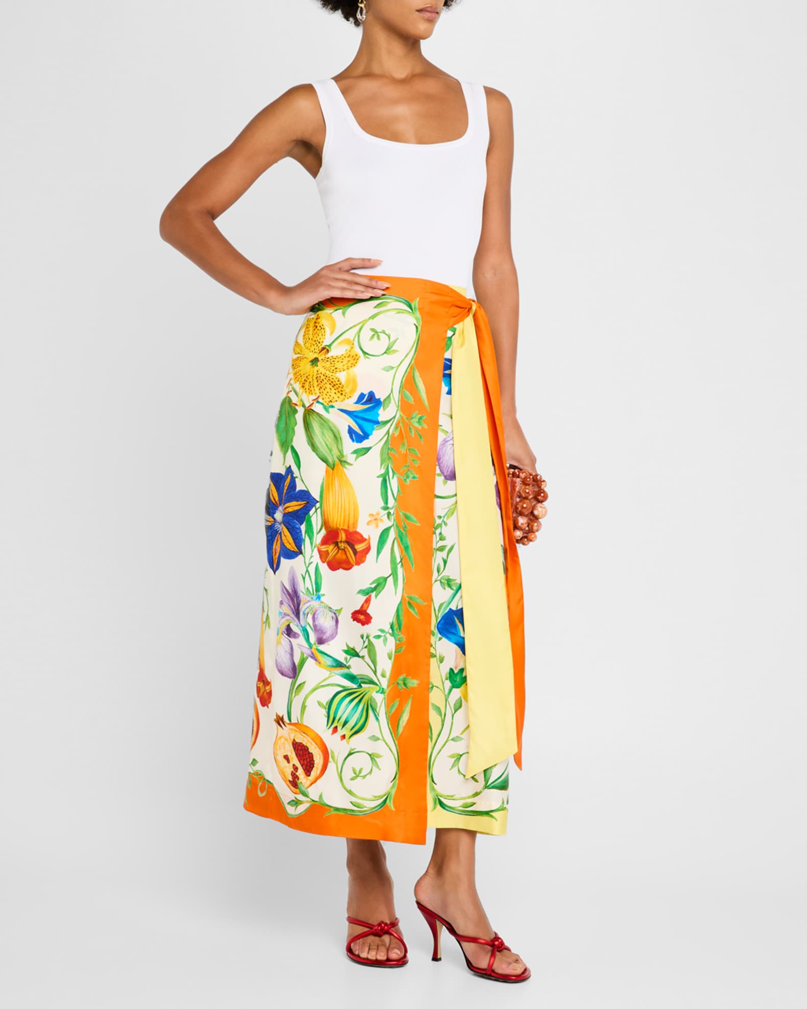 ALEMAIS Flores Silk Sarong Skirt Multi
