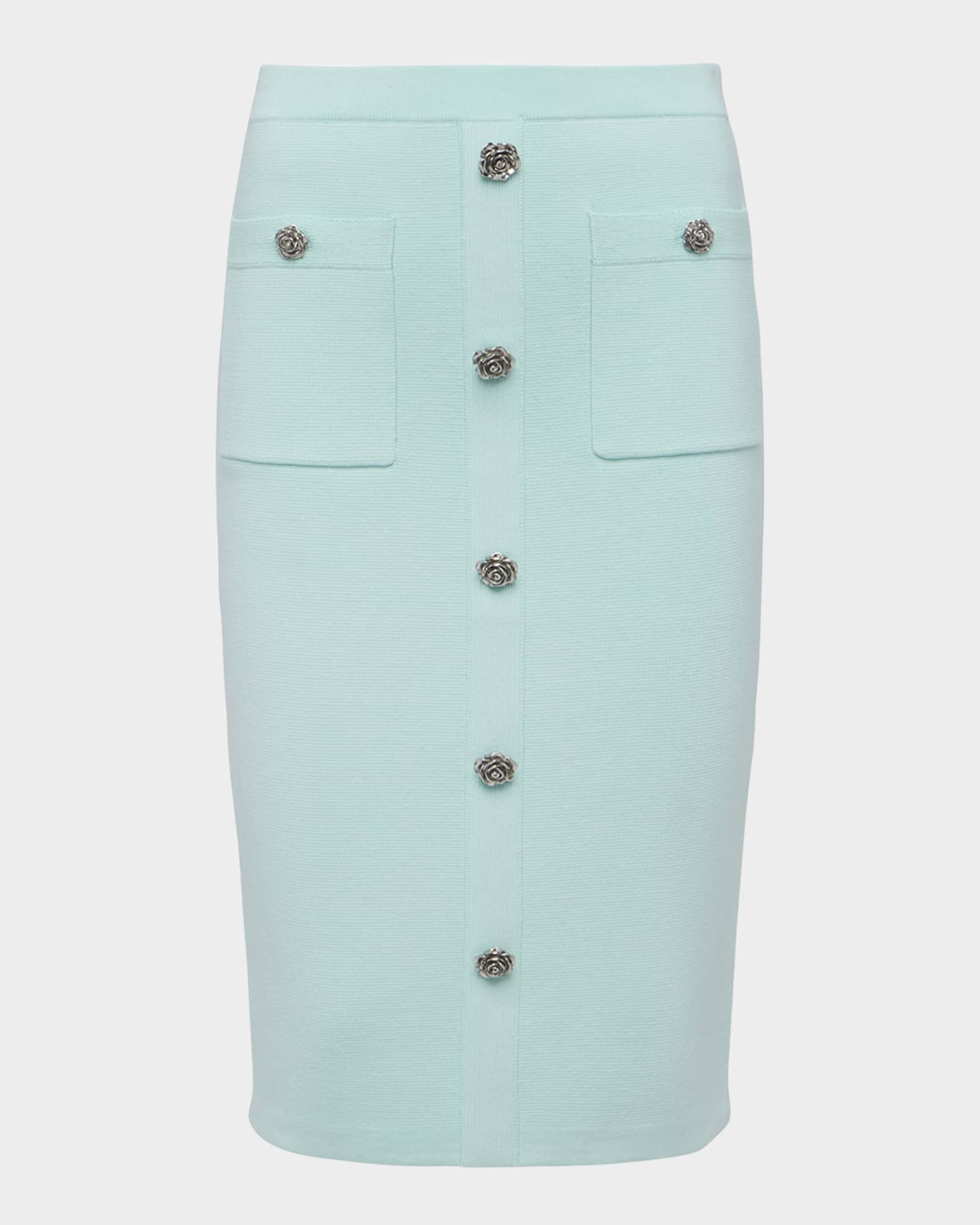 Amira Knit Buttoned Knee-Length Skirt 0