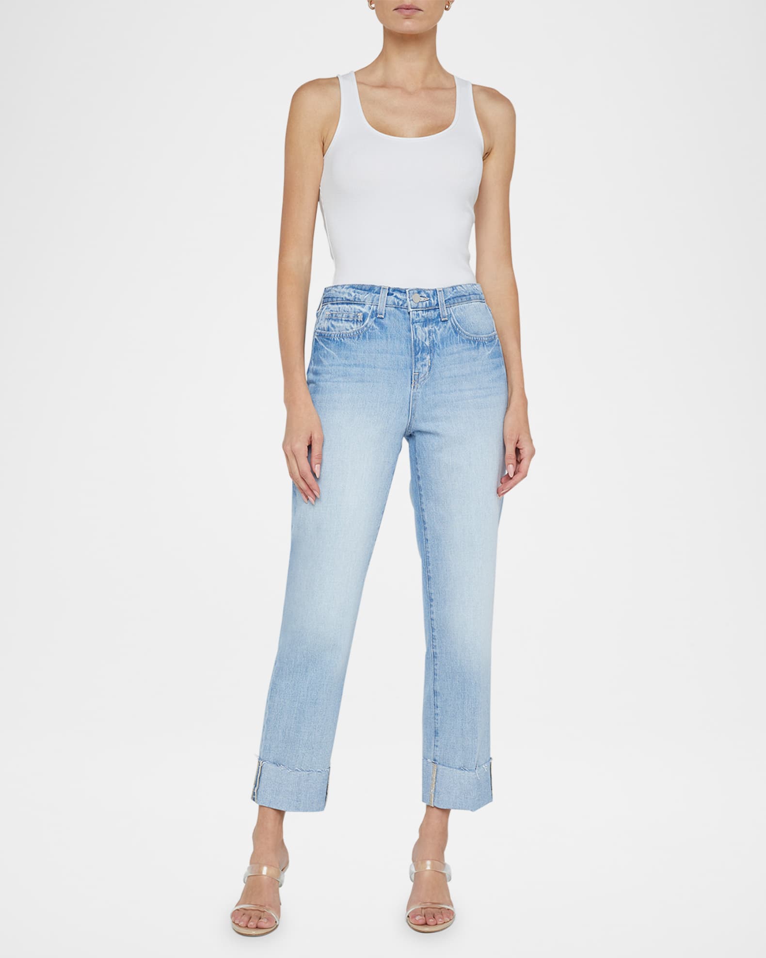 Maribel High-Rise Straight Cuffed Jeans 1
