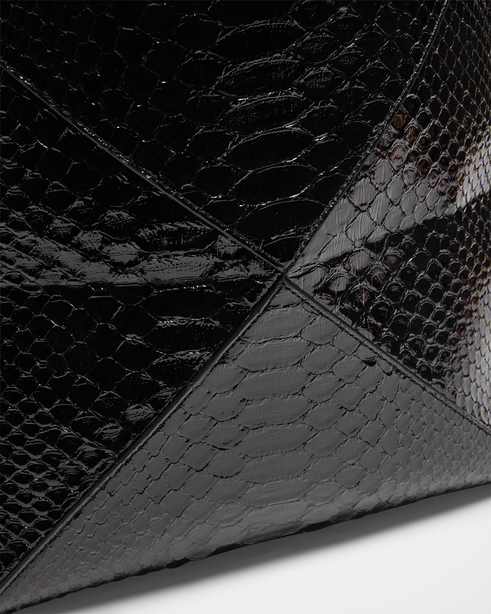 Loewe Puzzle Fold Large Patent Python-Embossed Tote Bag | Neiman Marcus