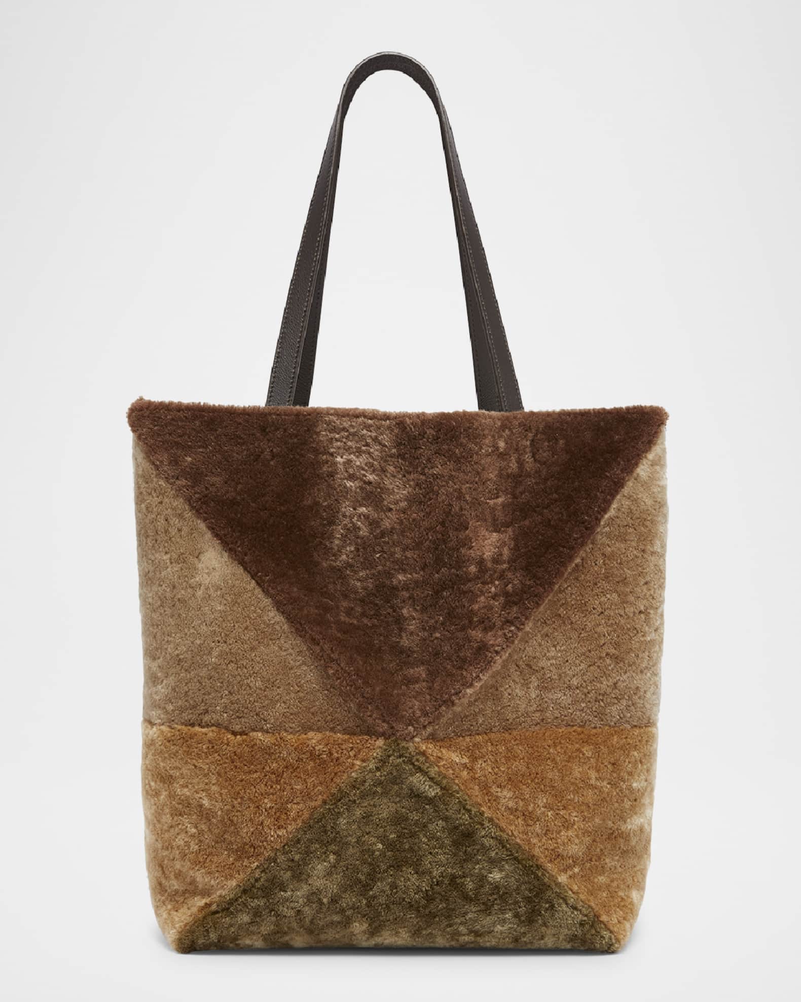 Loewe Puzzle Fold Large Sheep Shearling Fur Tote Bag Neiman Marcus