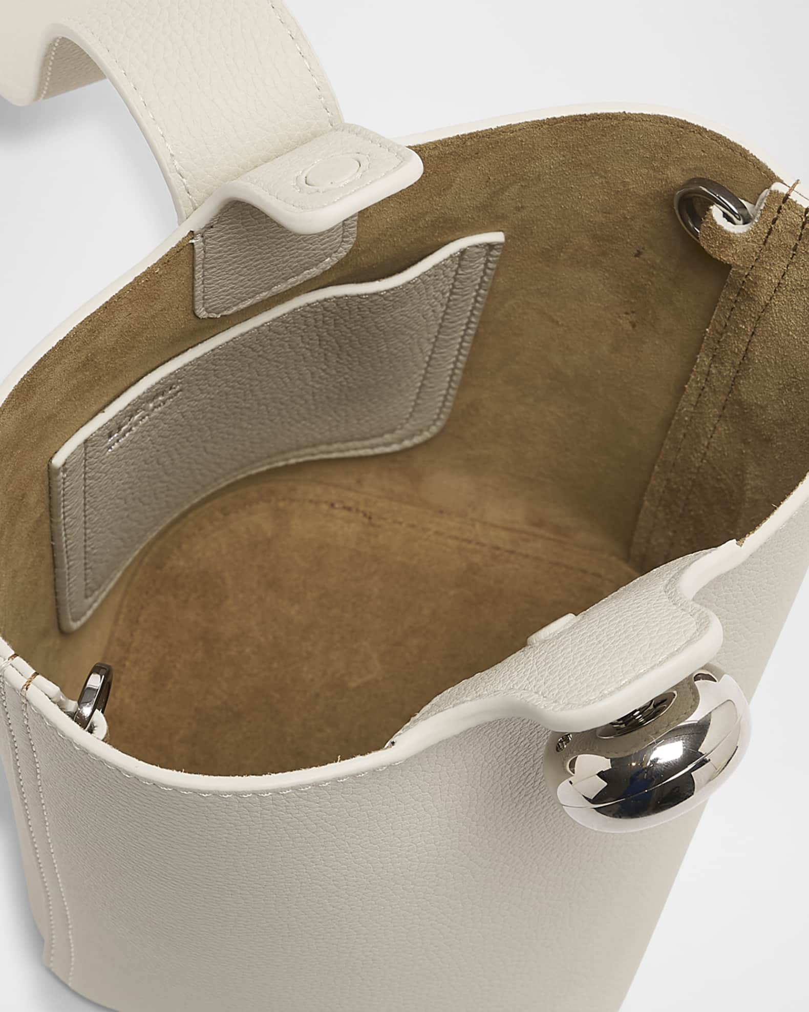 【関税&送料込】Loewe Dove Grey Leather Mini Pebble Bucket B Loewe Mini Pebble Leather Bucket Bag | Neiman Marcus