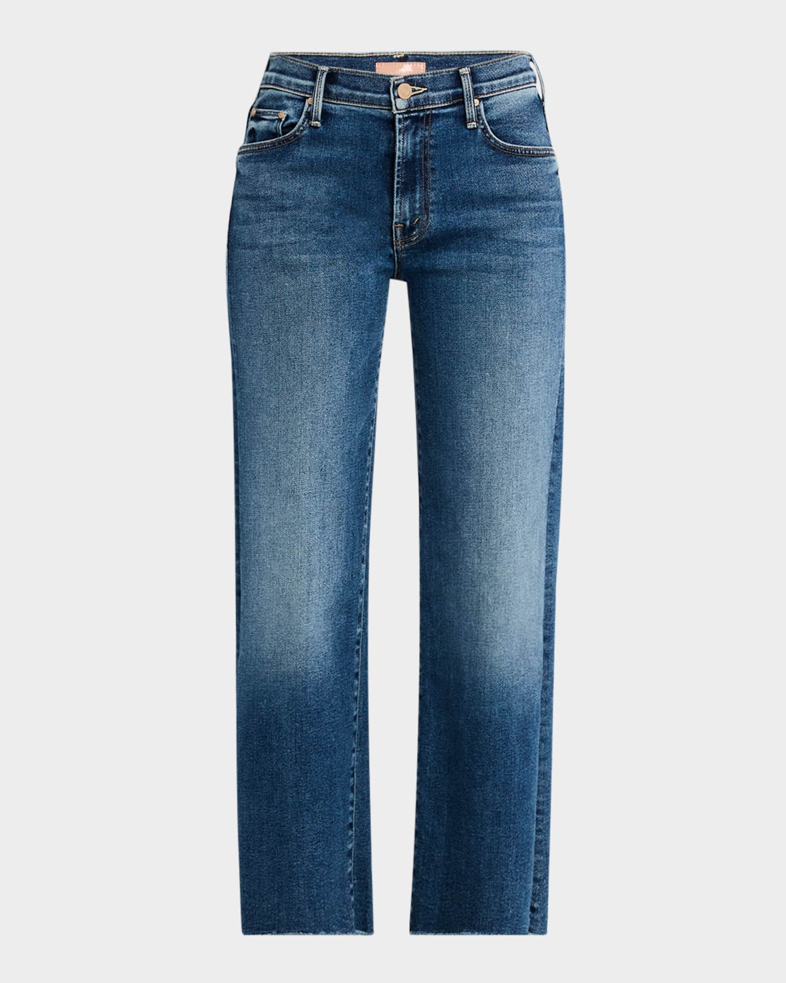 Mother The Rambler Mid Rise Zip Ankle Fray Jeans Whats Your Sign 30