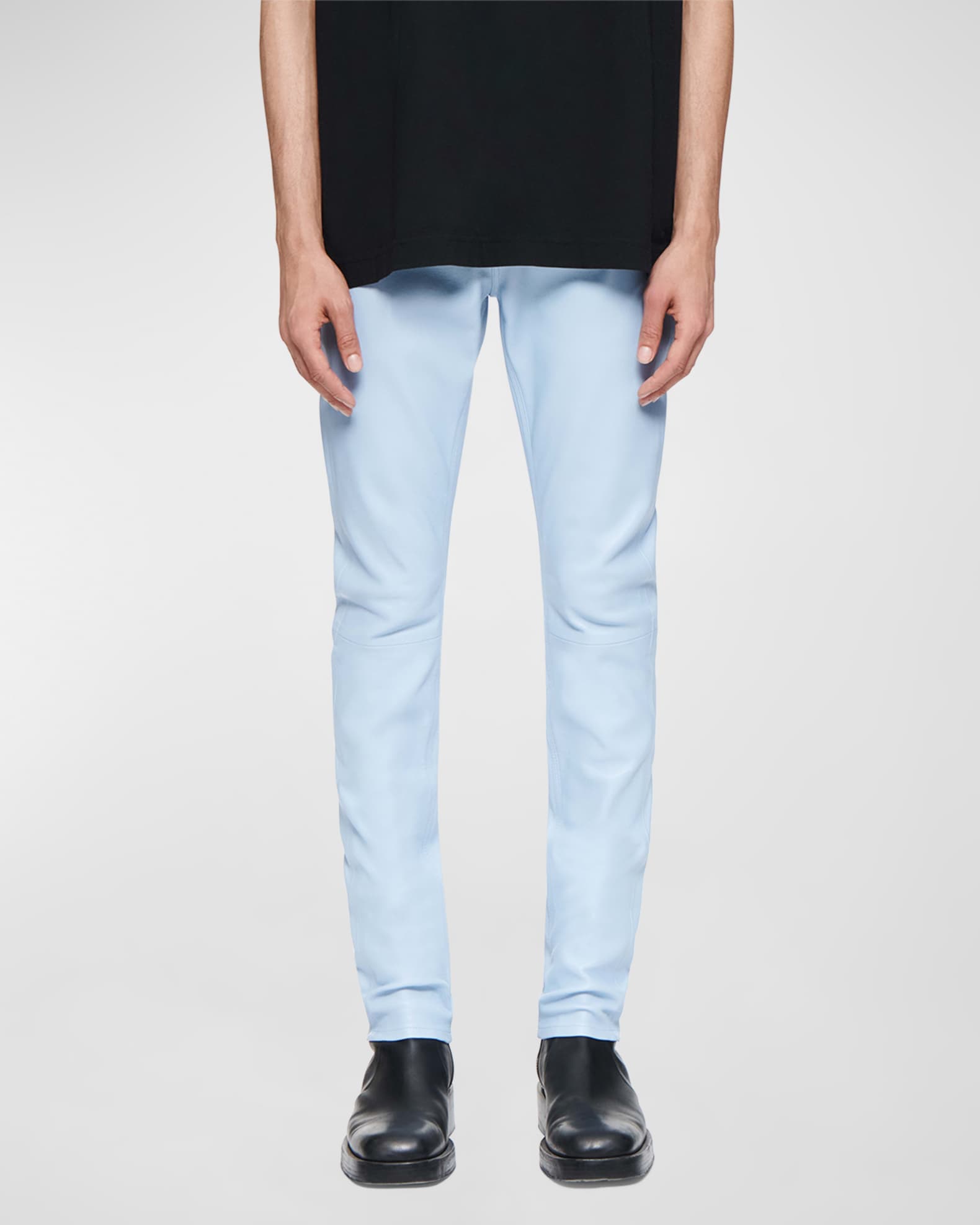 Men's Stretch Leather Skinny Pants 0
