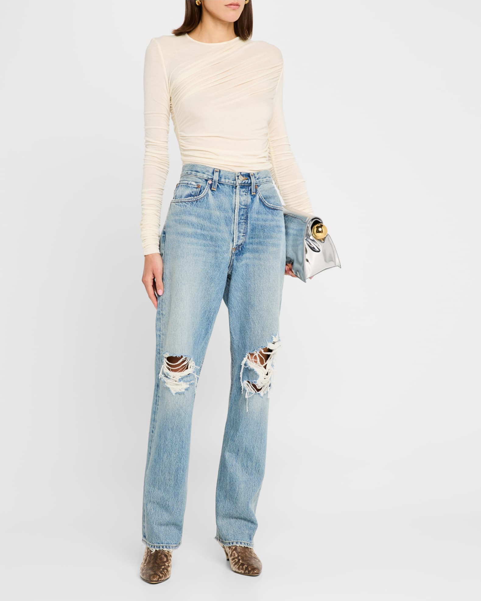 Kelly Distressed Straight Jeans 1