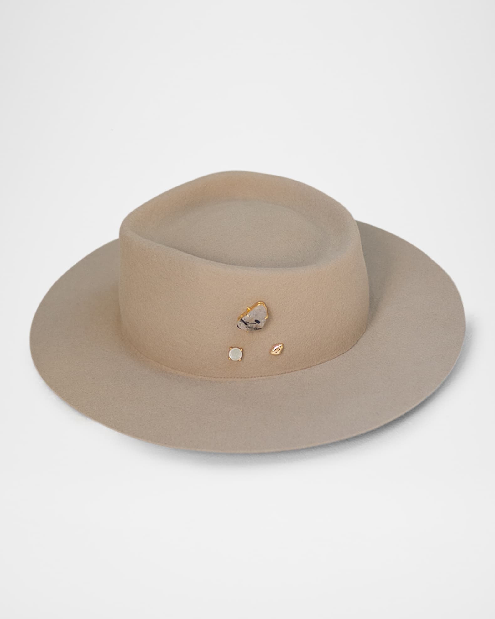 Van PALMA ウール ハット Van Palma Georgina Embellished Wool Felt Fedora Hat | Neiman Marcus