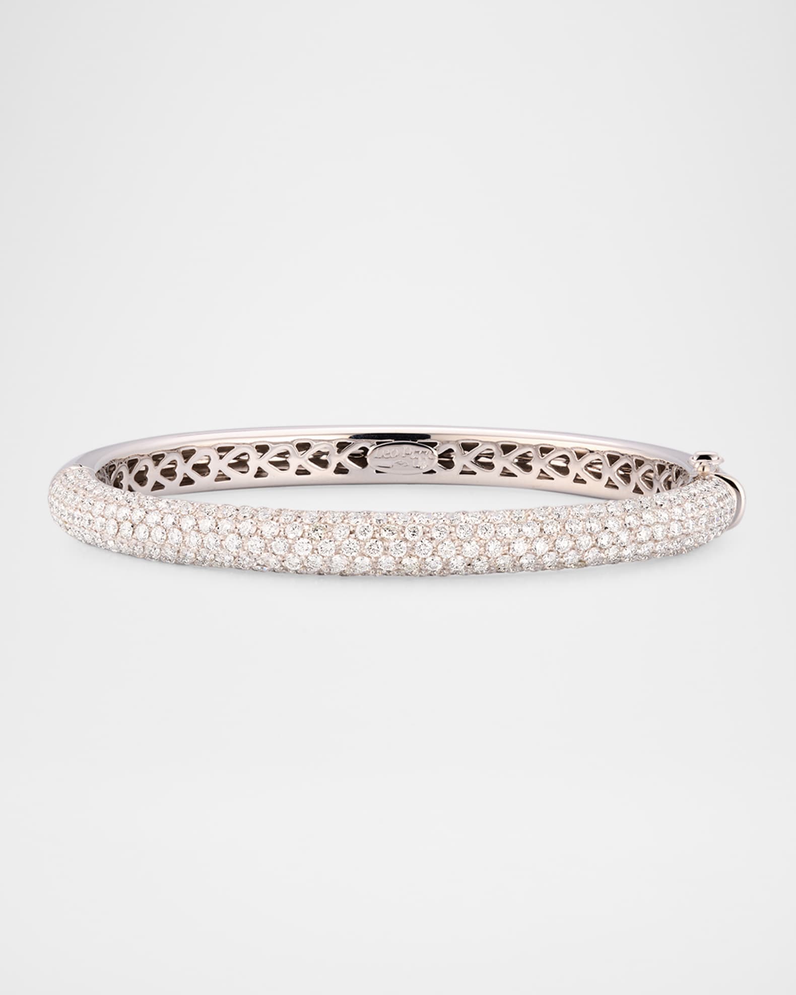 18K White Gold Thin Pavé Diamond Bangle 0