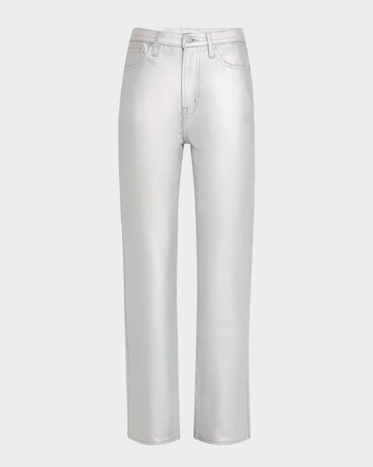Cassie Super High-Rise Straight Crop Metallic Jeans 0