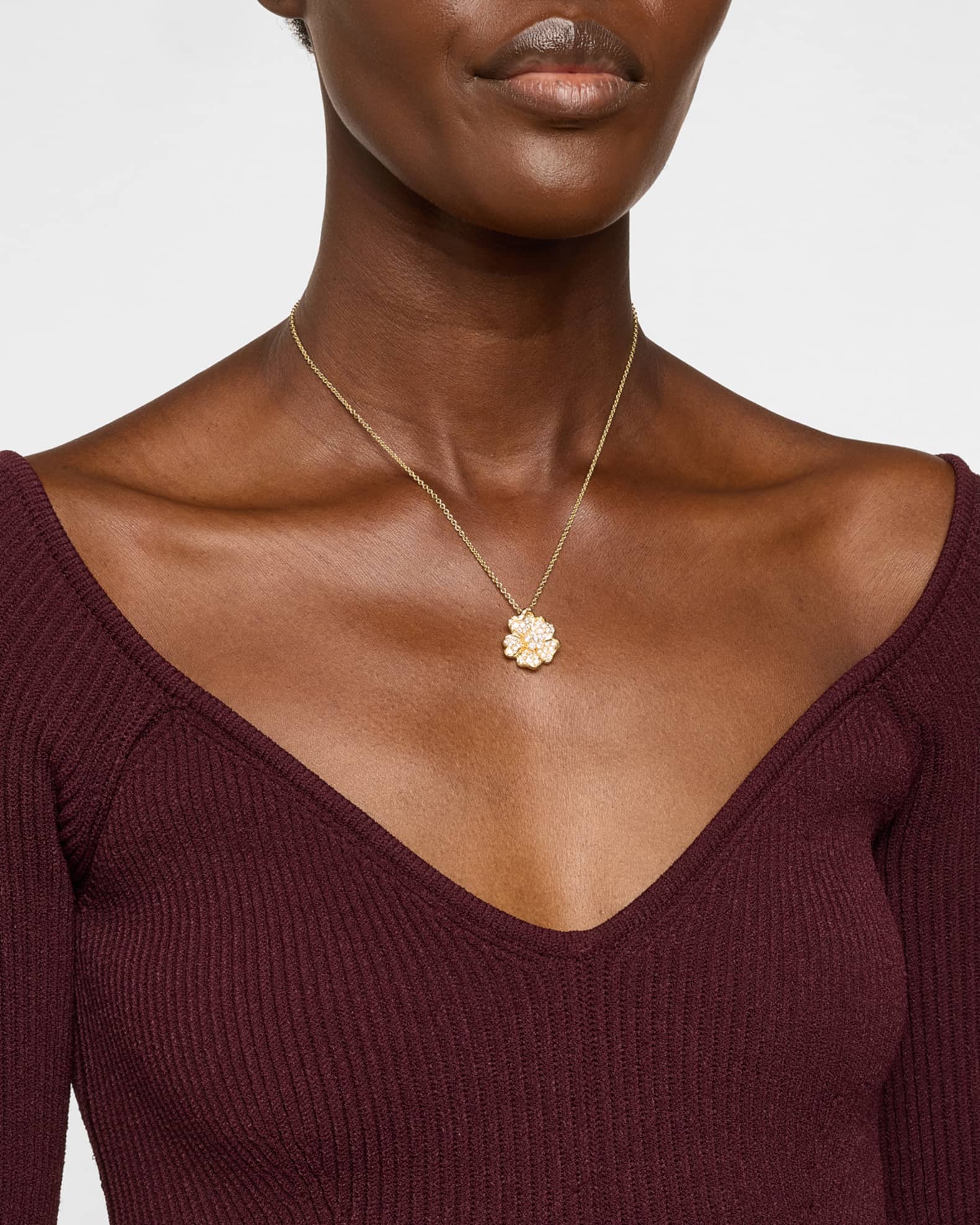Flora 18K Yellow Gold Diamond Pendant Necklace, 16.5"L 1