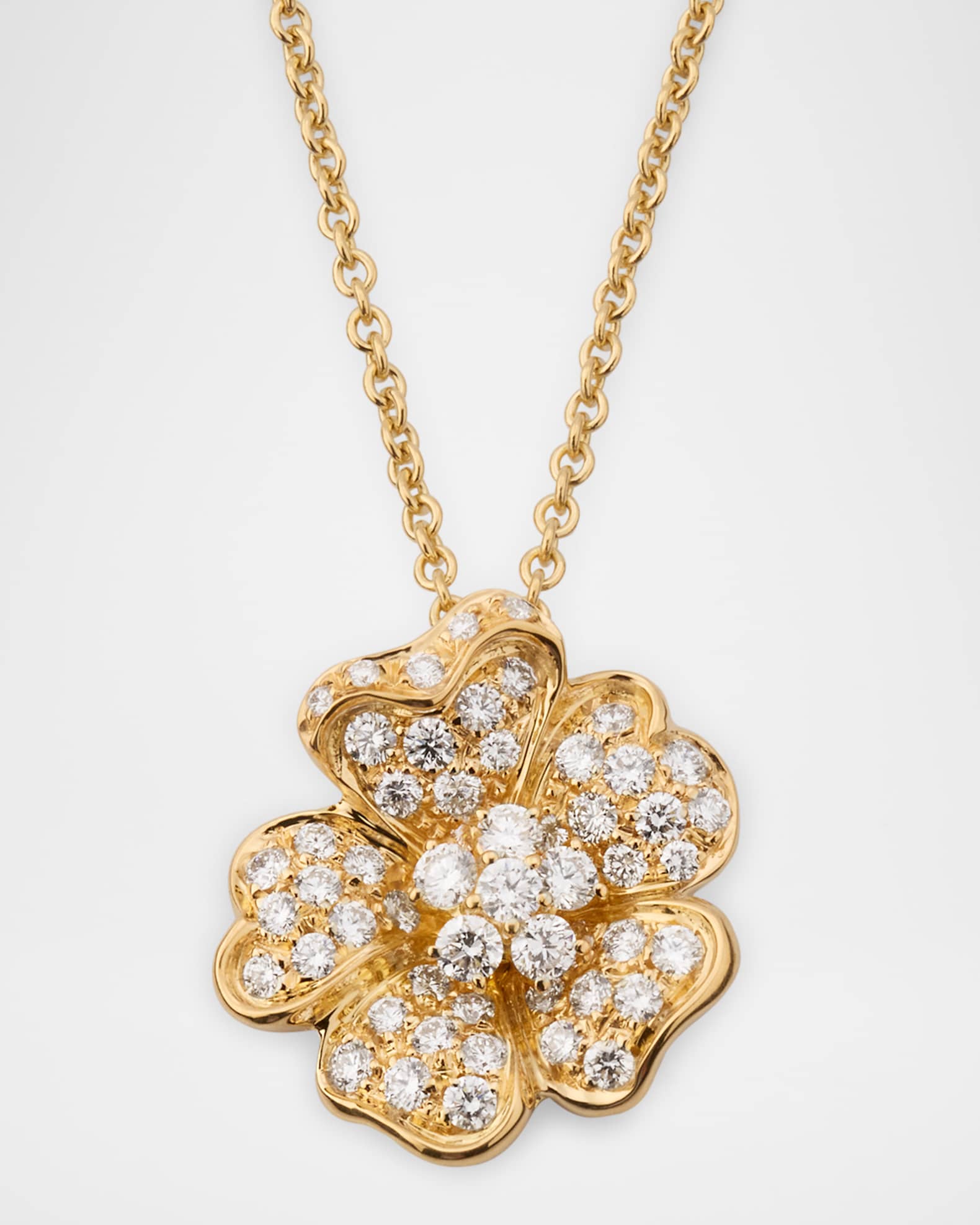 Flora 18K Yellow Gold Diamond Pendant Necklace, 16.5"L 0