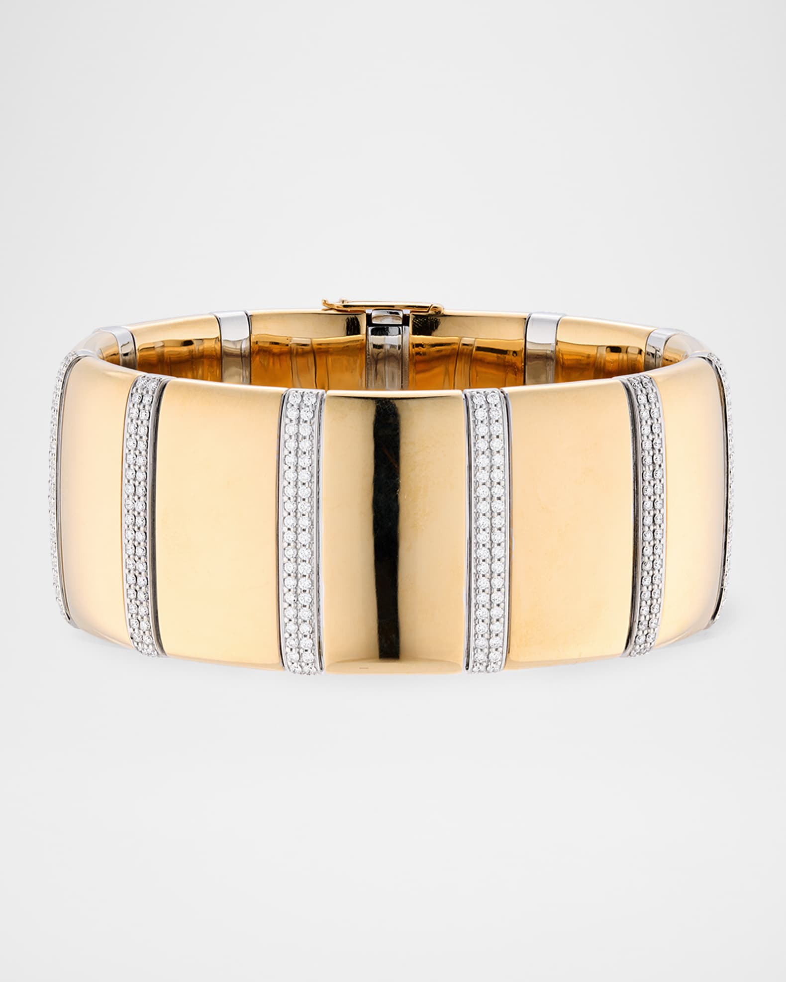 Diamond Cuff Bracelet in 18K White and Yellow Gold  0