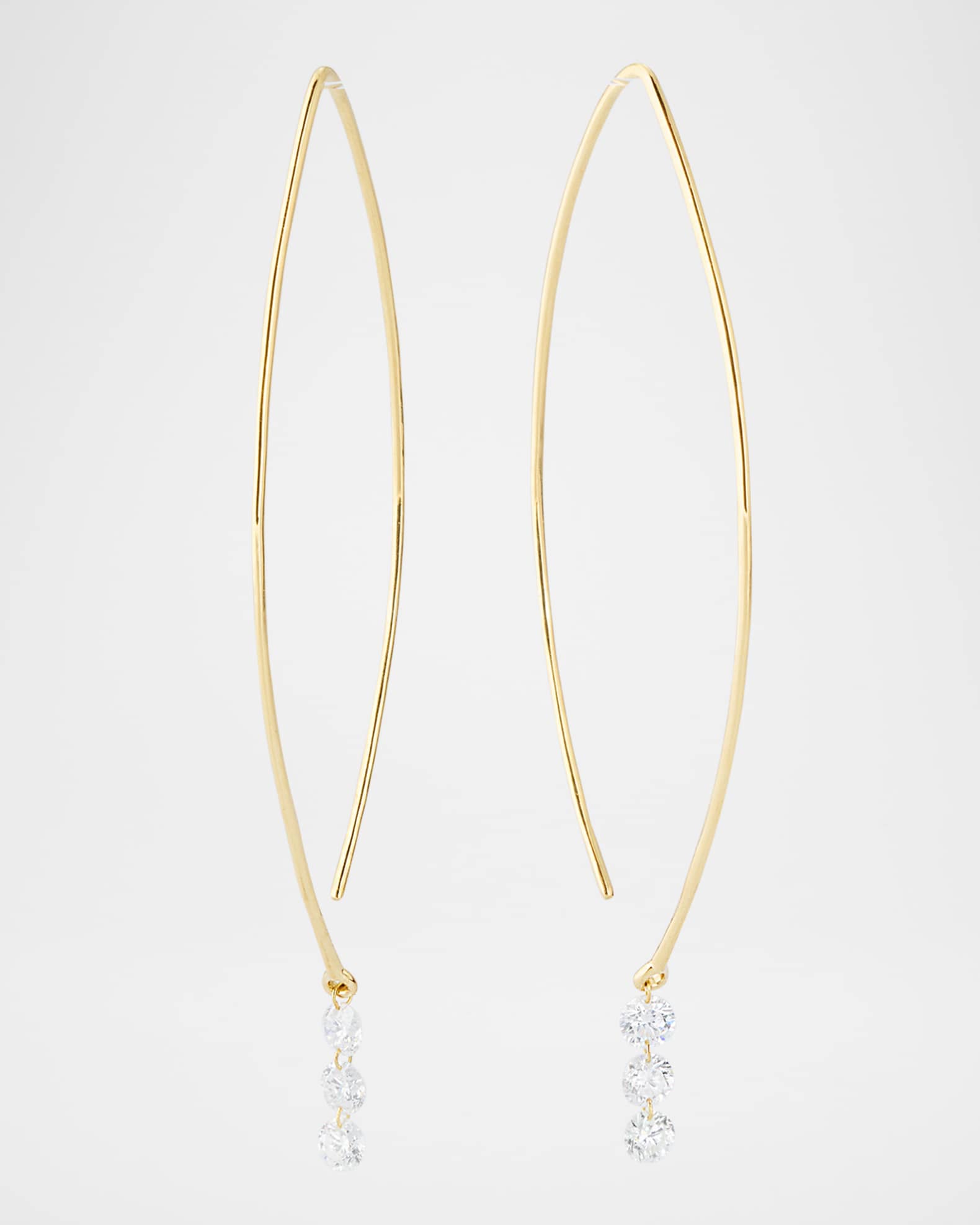 18K Yellow Gold Floating Diamond Earrings 0