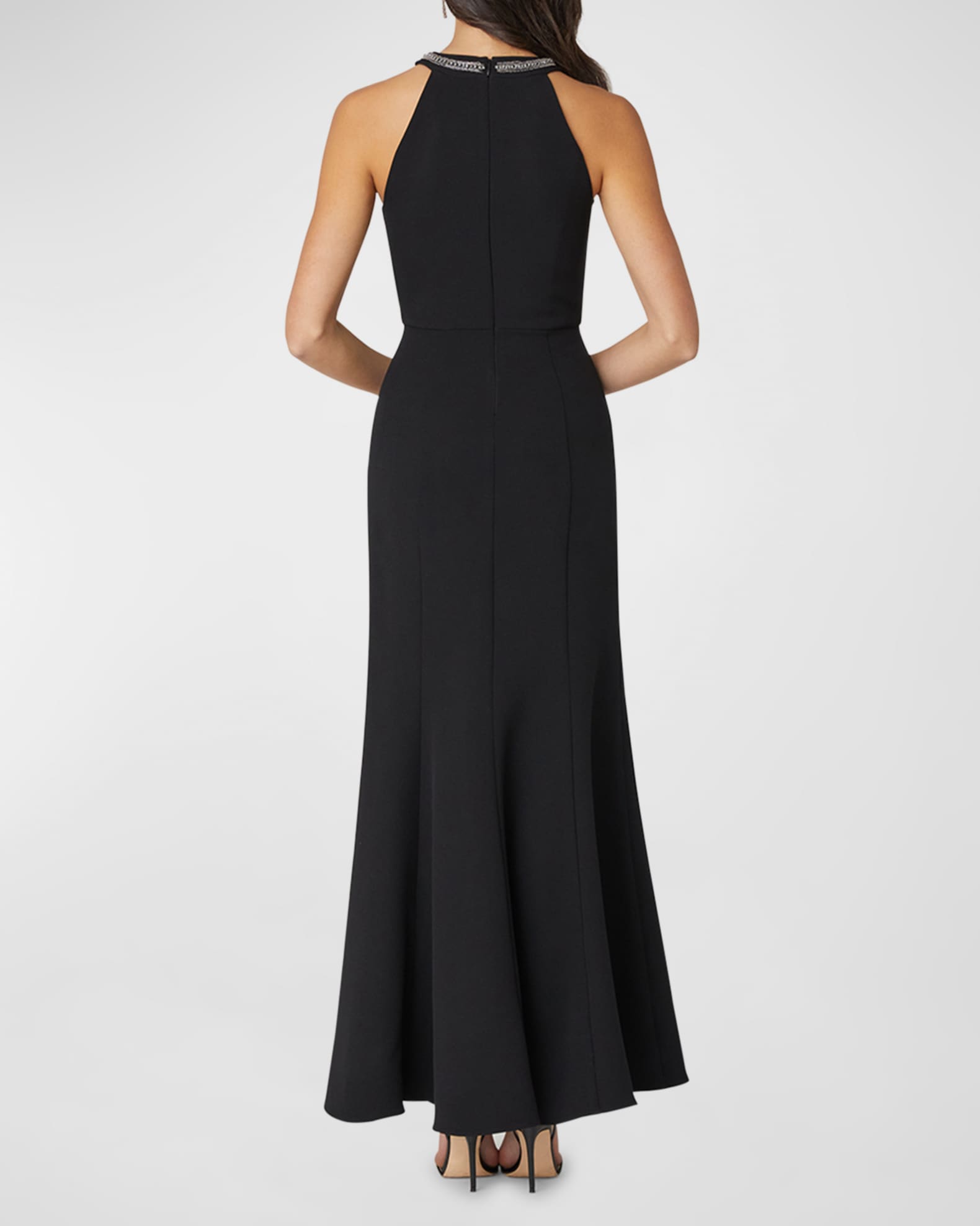Blush - 11631 Embellished Sleek V-neck Crepe Trumpet Dress main image 0