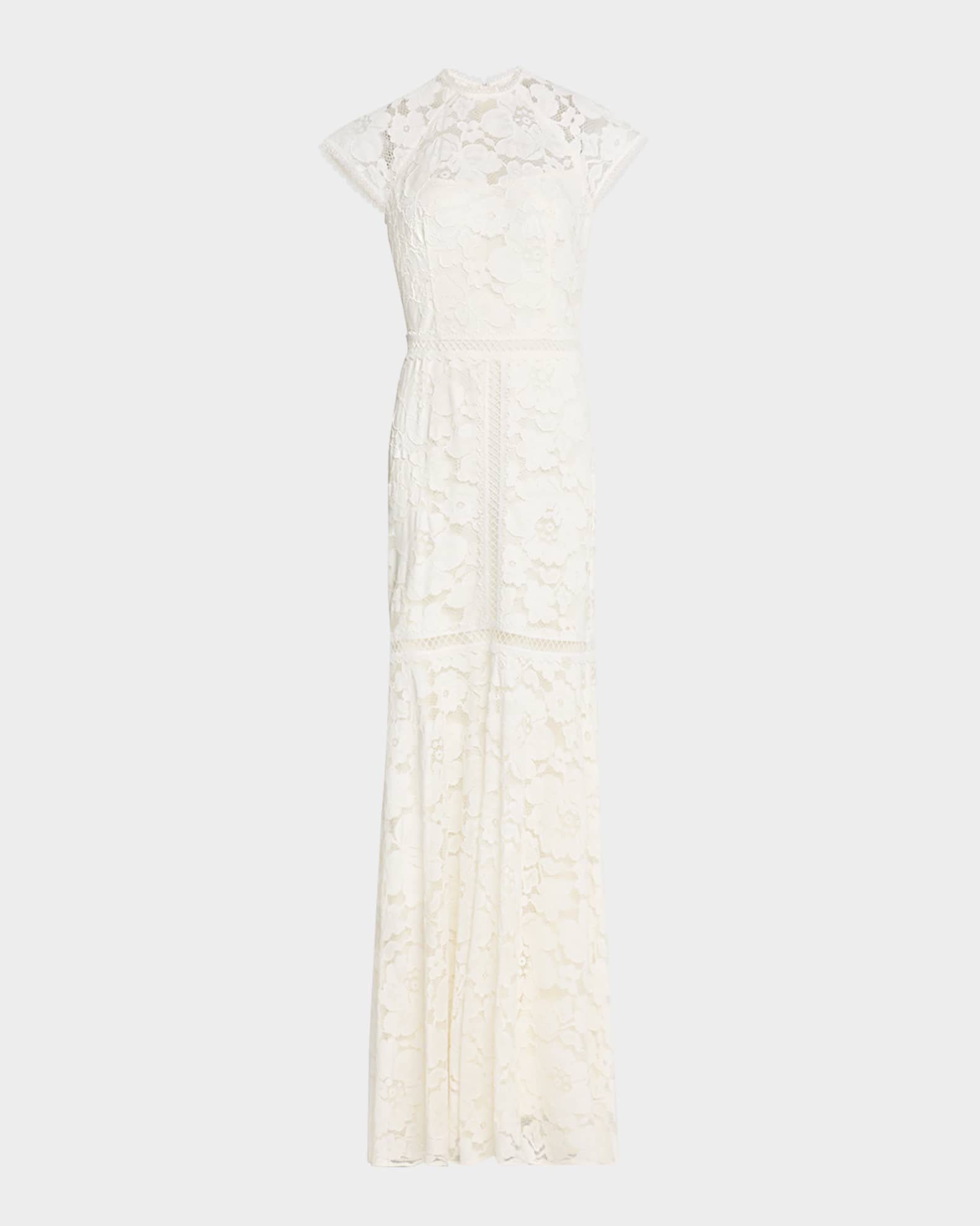 Shoshanna Floral Lace Gown Ivory