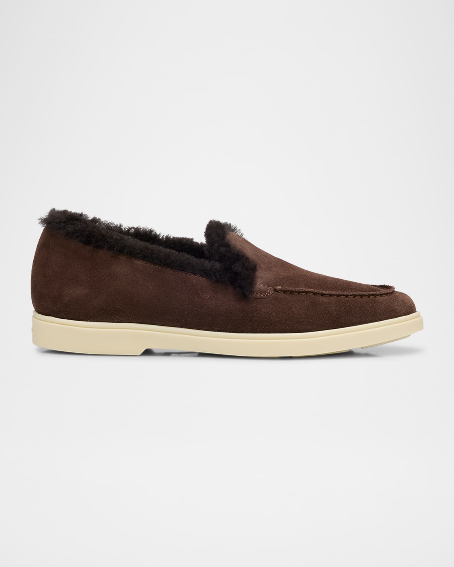 Santoni Yalta Suede Shearling Sporty Loafers Neiman Marcus