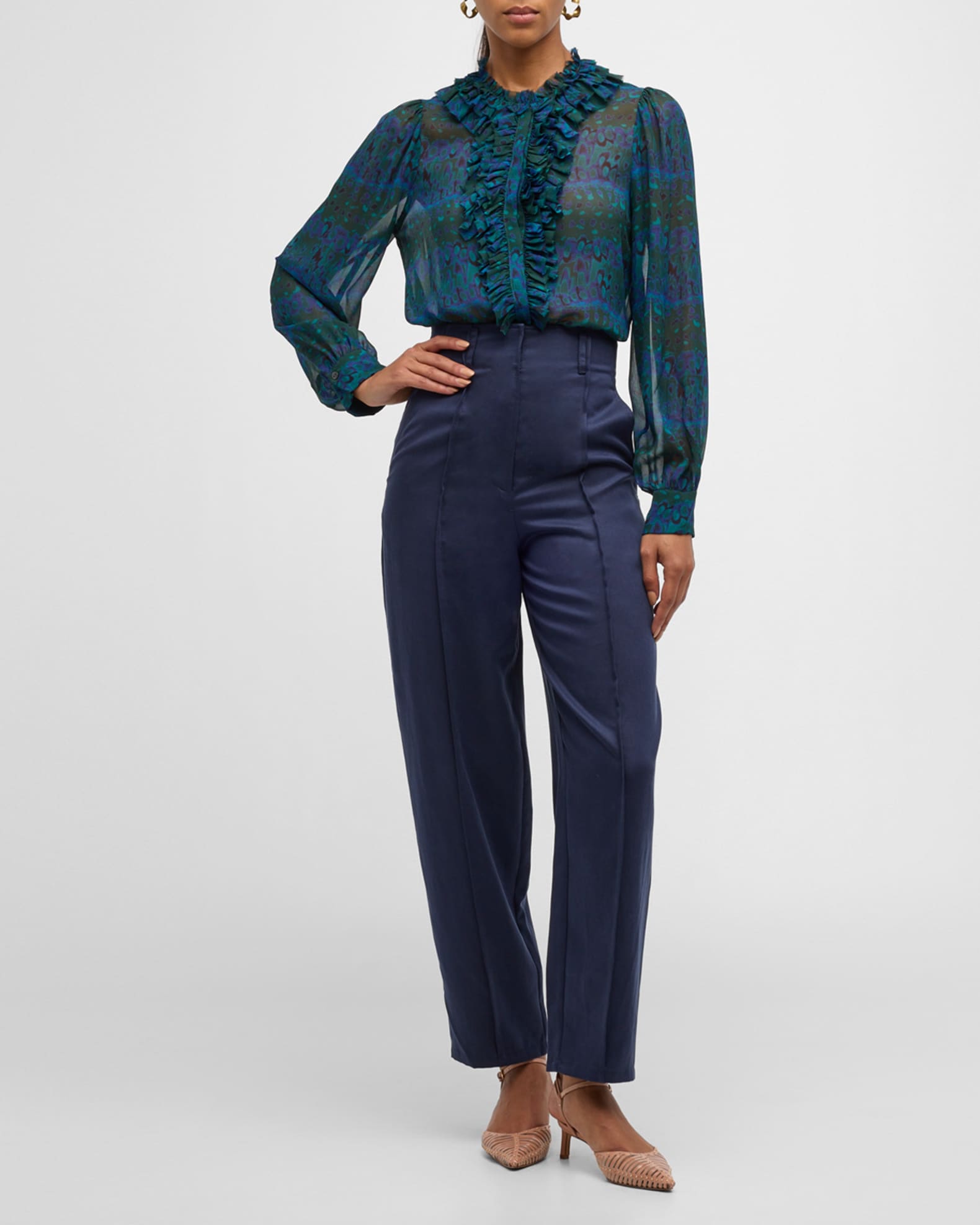 Ulla Johnson Clio Sheer Ruffle Blouse | Neiman Marcus