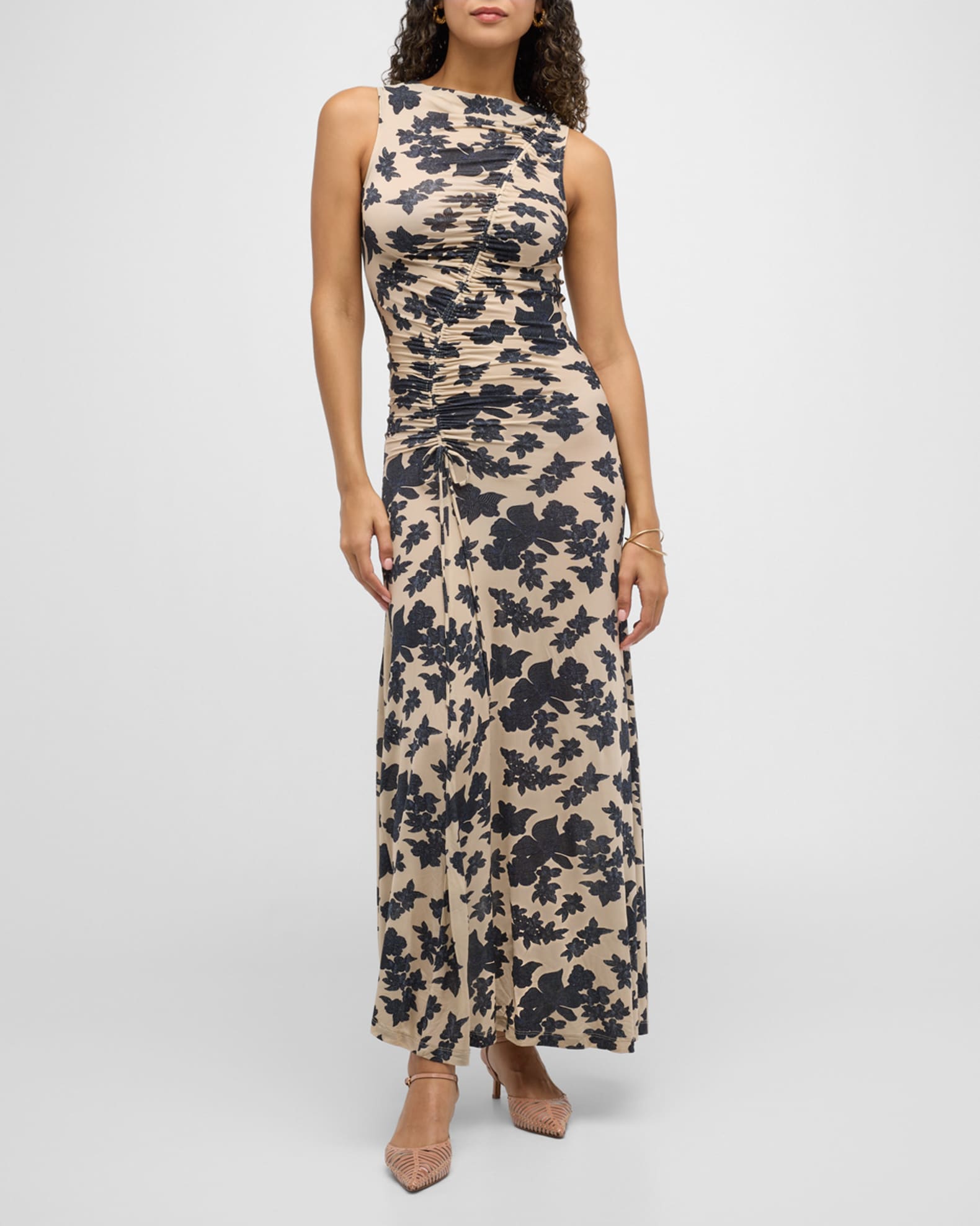 Natalia Ruched Floral-Print Maxi Dress 1
