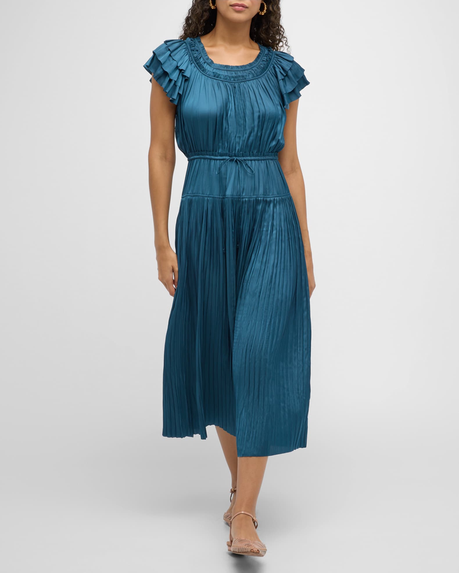 Ulla Johnson Kalesta Pleated Mini Dress Neptune