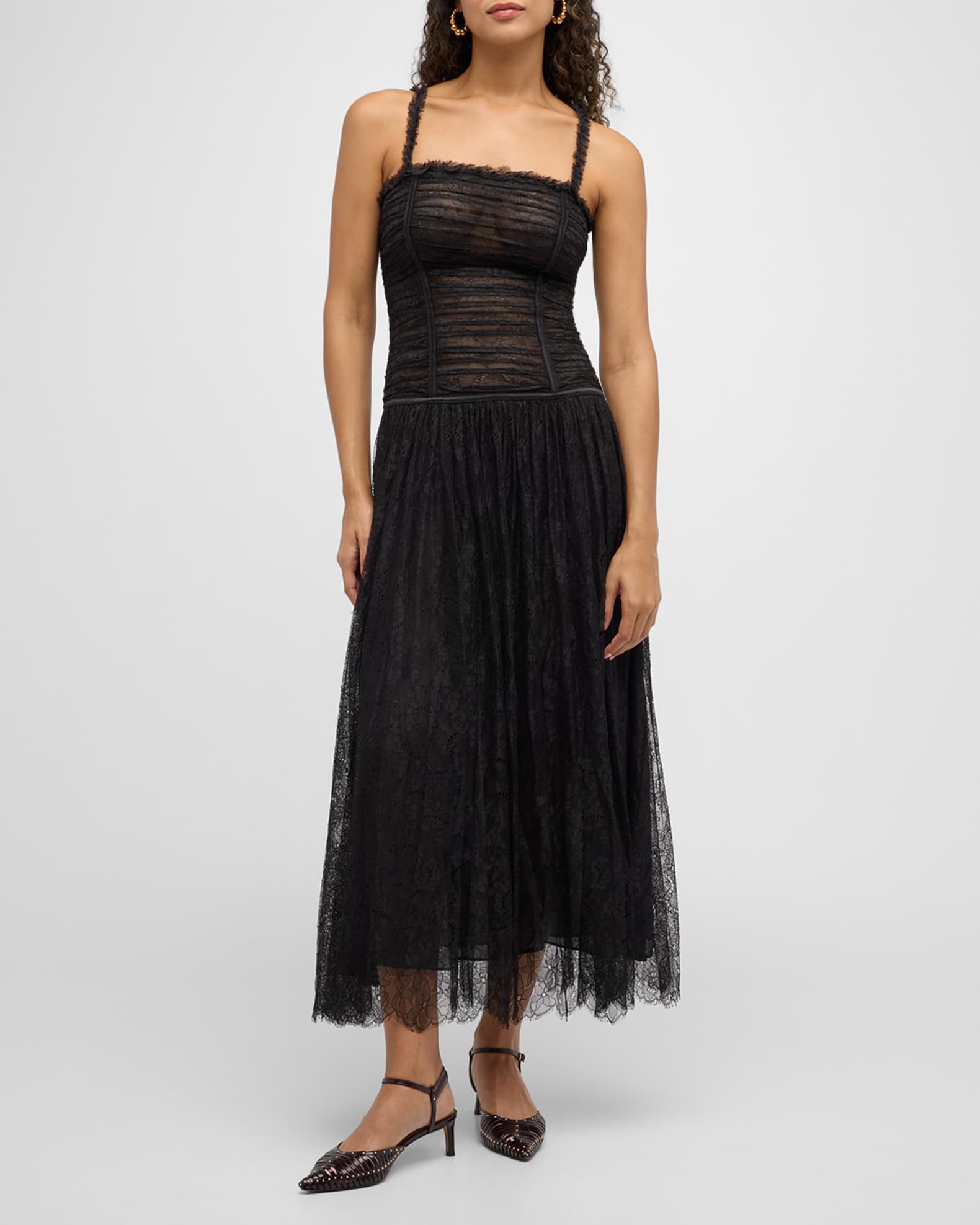 Florelle Lace Drop-Waist Midi Dress 1