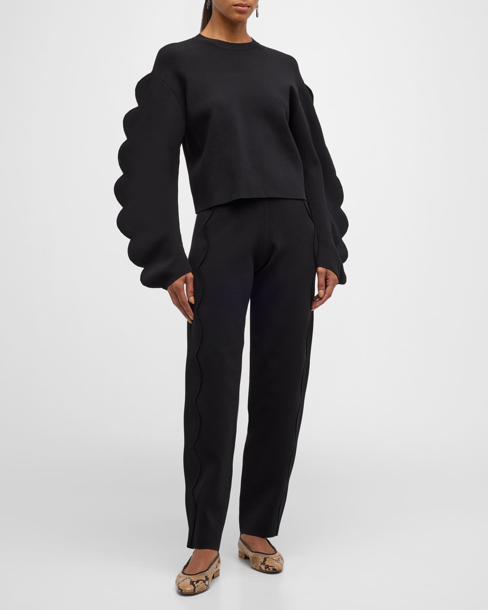 Asher Scalloped Straight-Leg Pants 1