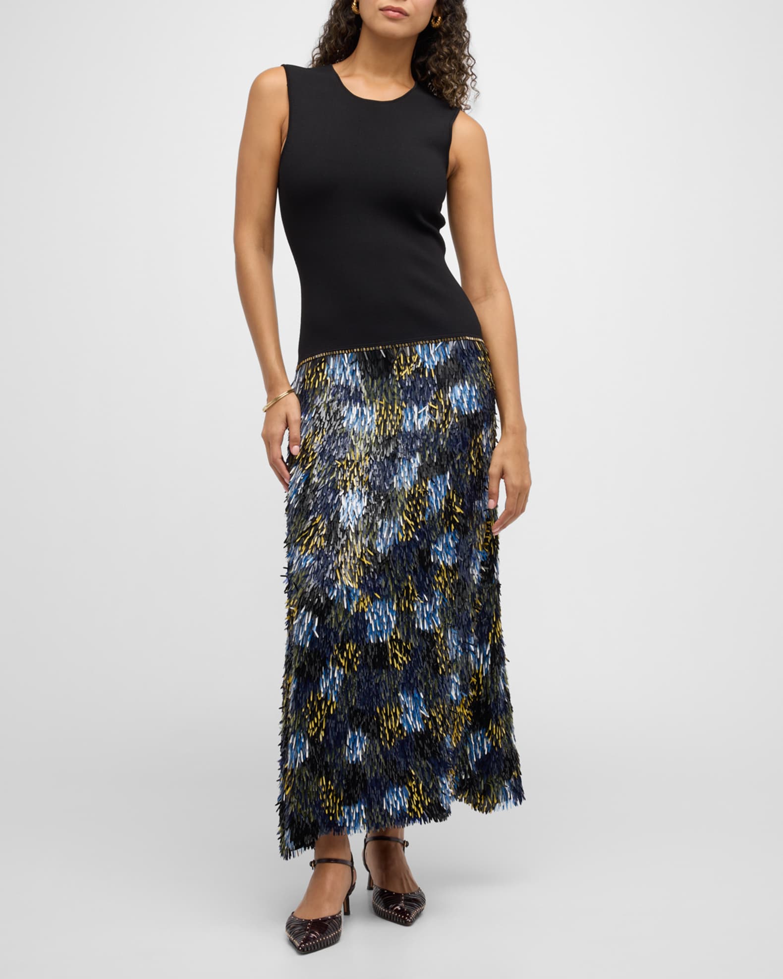 Simone Sleeveless Fringe Midi Dress 1