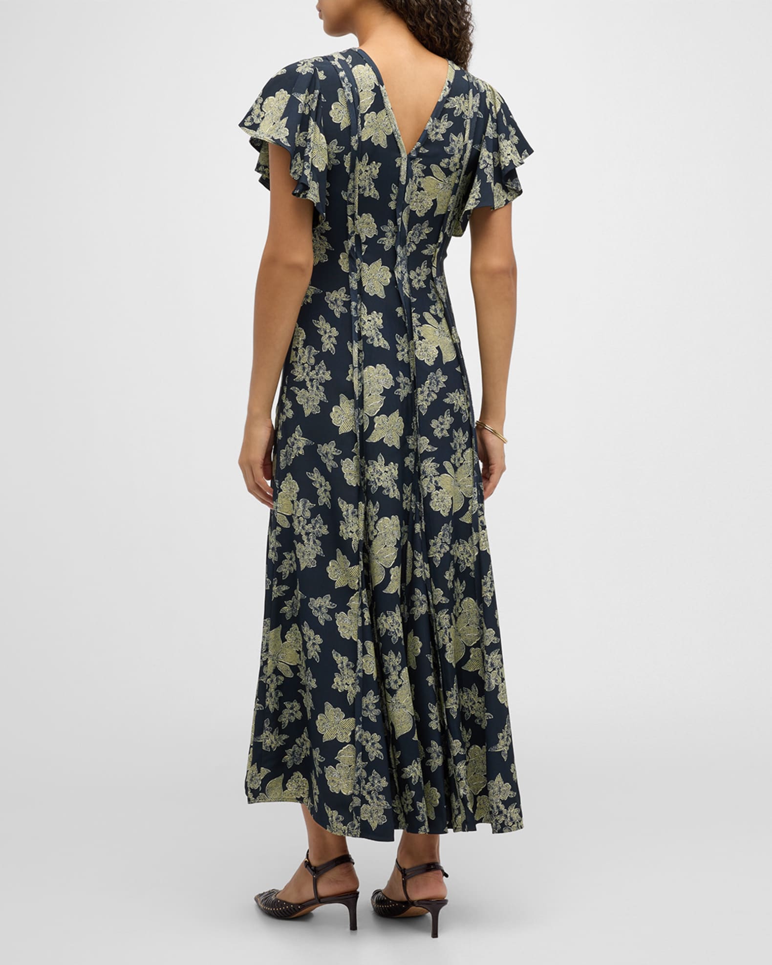 Ulla Johnson Evette Seamed Floral-Print Midi Dress | Neiman Marcus