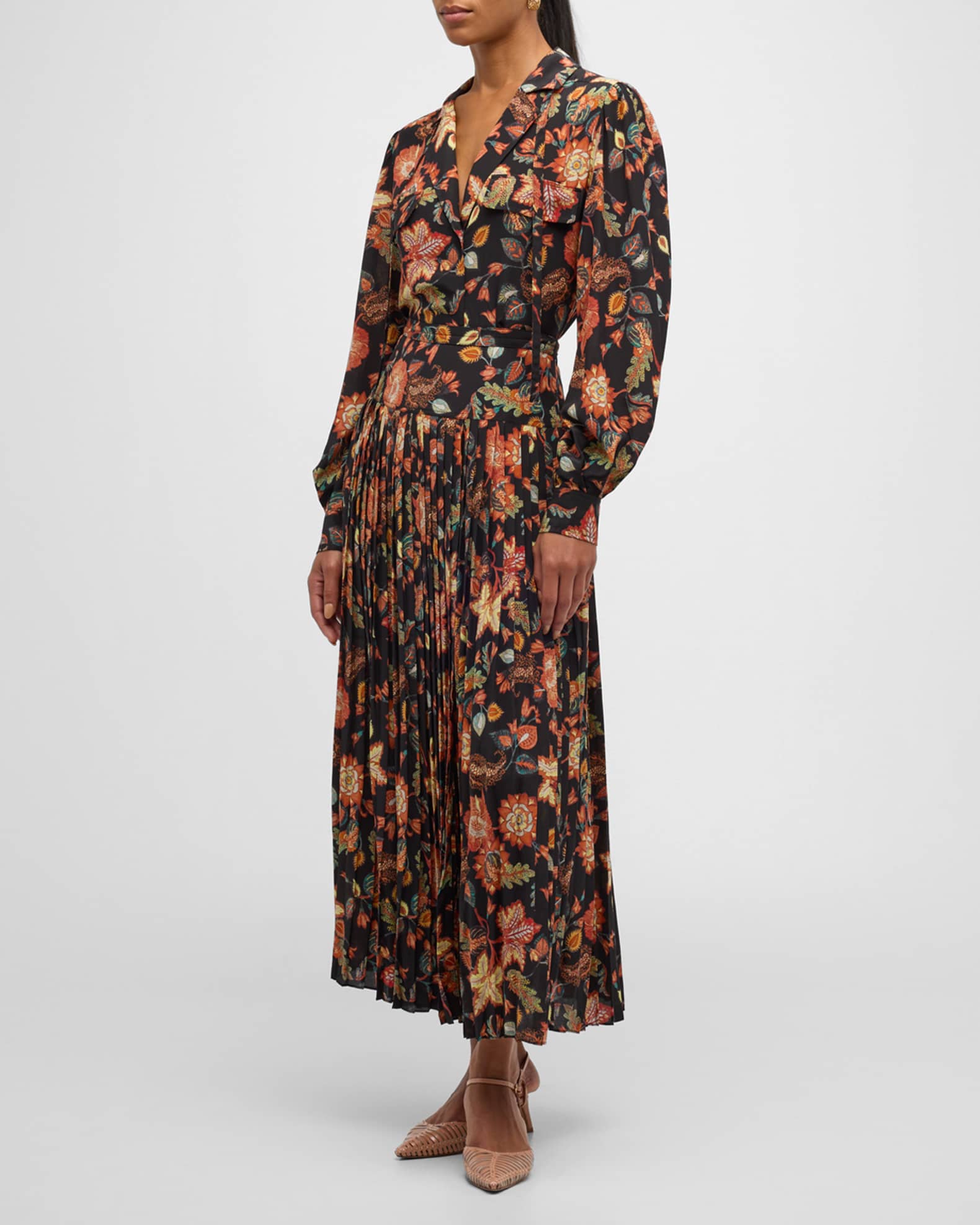 Ulla Johnson Florian Floral-Print Silk Blouse | Neiman Marcus