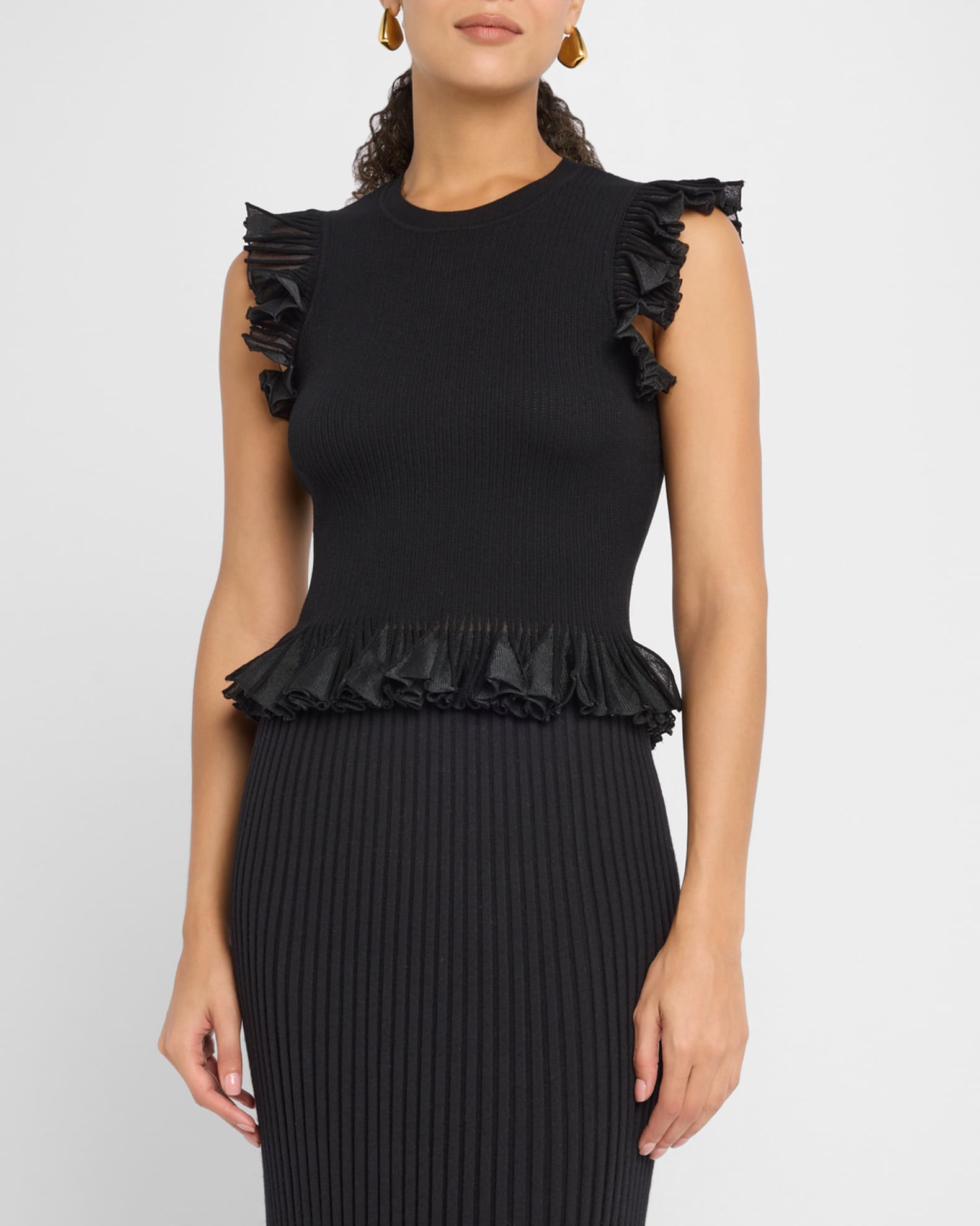 Ulla Johnson Leila Ribbed Ruffle Top | Neiman Marcus