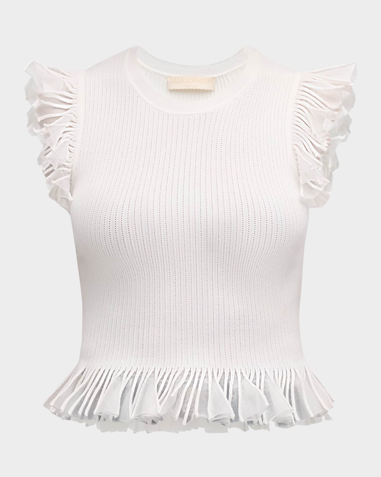 Leila Ribbed Ruffle Top 0