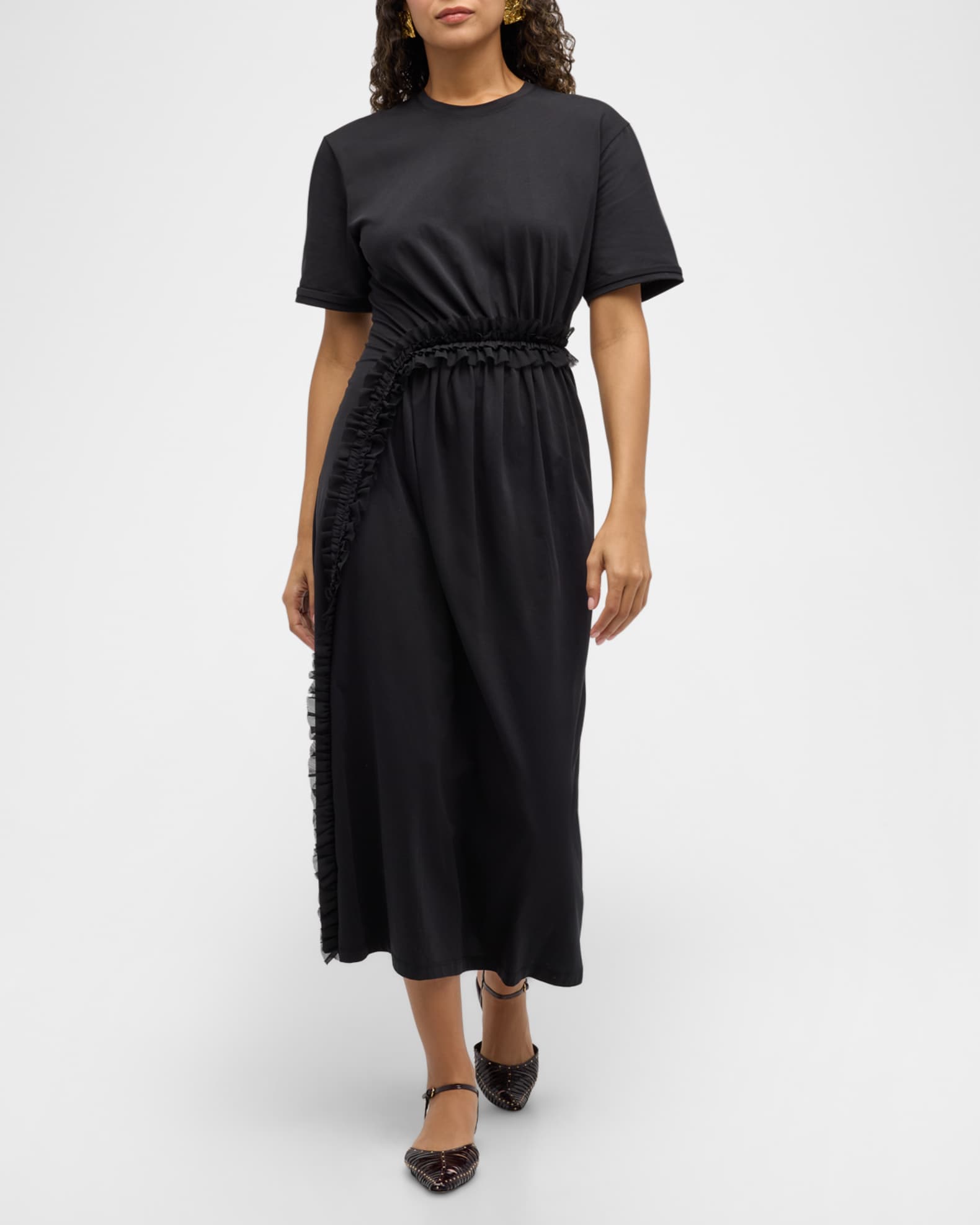 Ulla Johnson Lilia Organic Cotton Midi Dress Noir