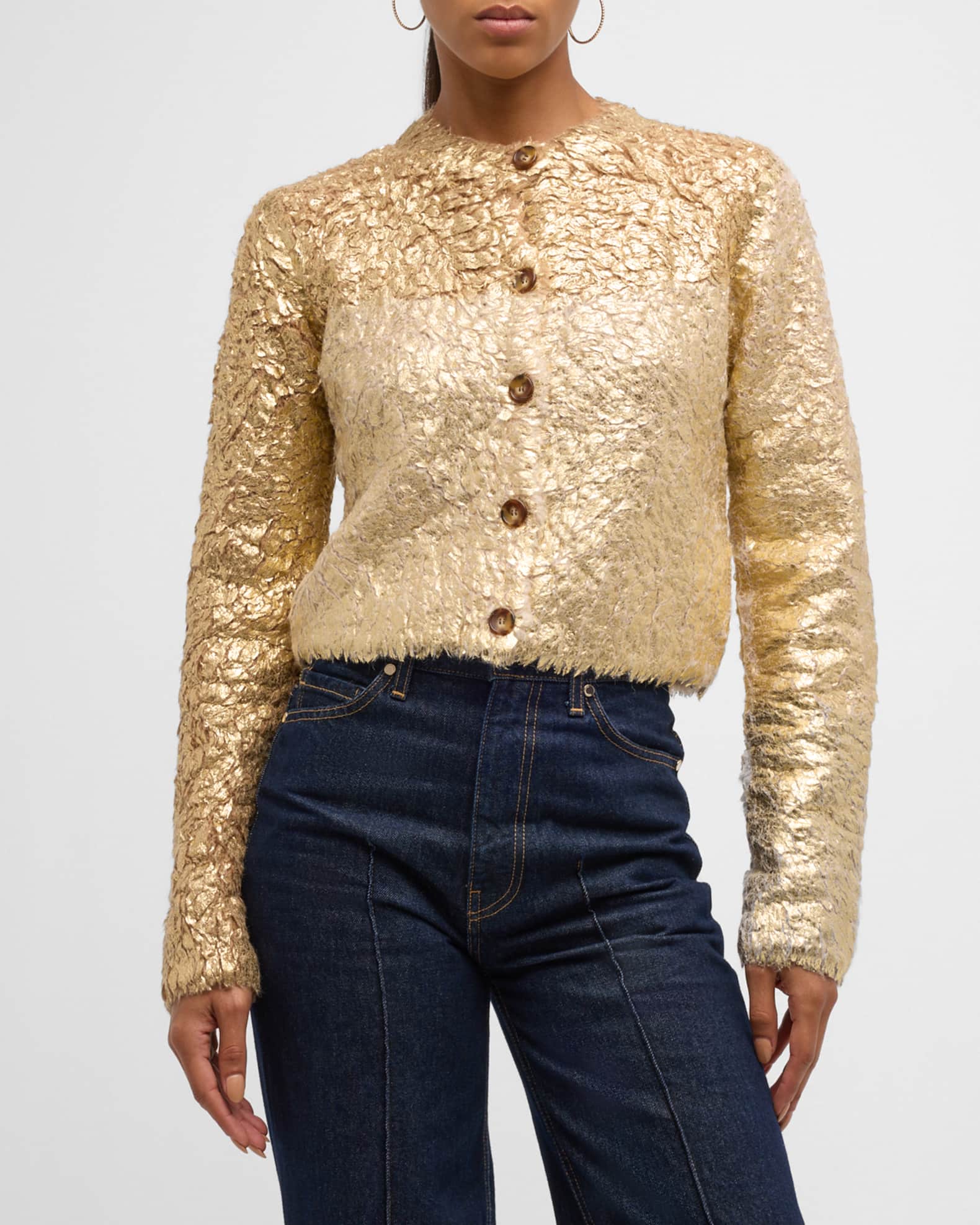 Ulla Johnson Keira Metallic Cardigan Gilt