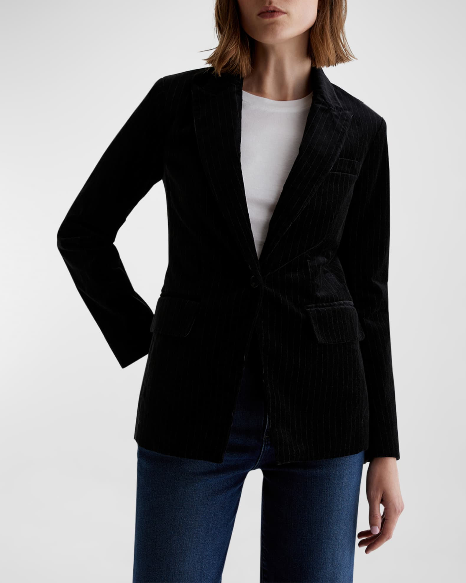 Rue Pinstripe Velvet Blazer 0