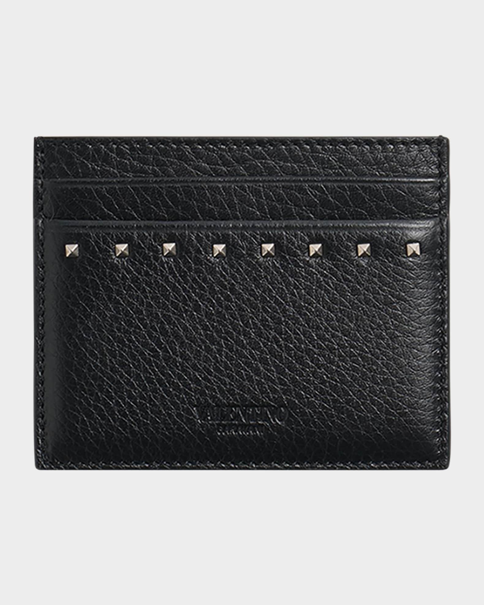 Men s Leather Rockstud Card Holder