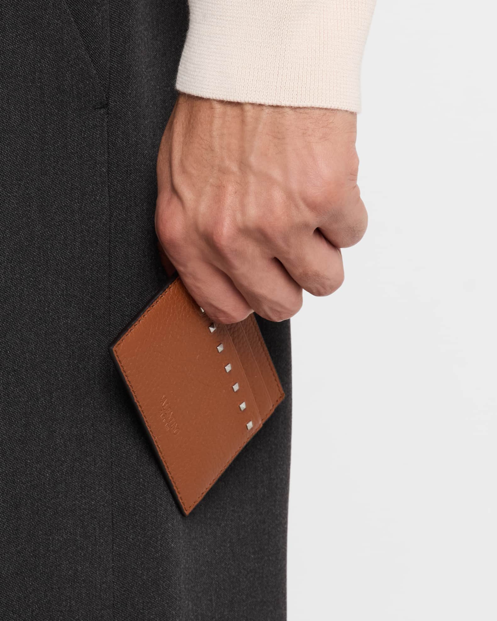 Men's Leather Rockstud Card Holder 1