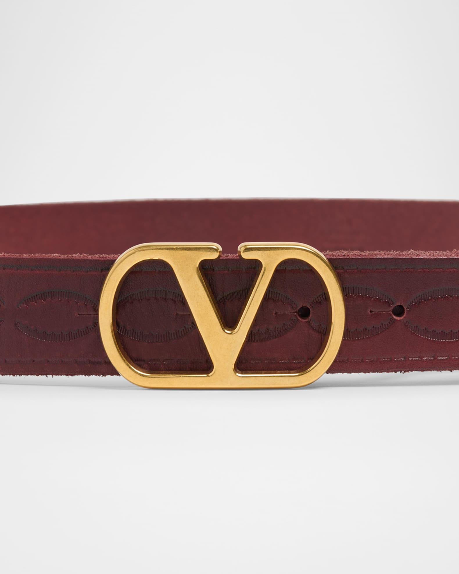 Men s Leather V Logo Buckle Belt