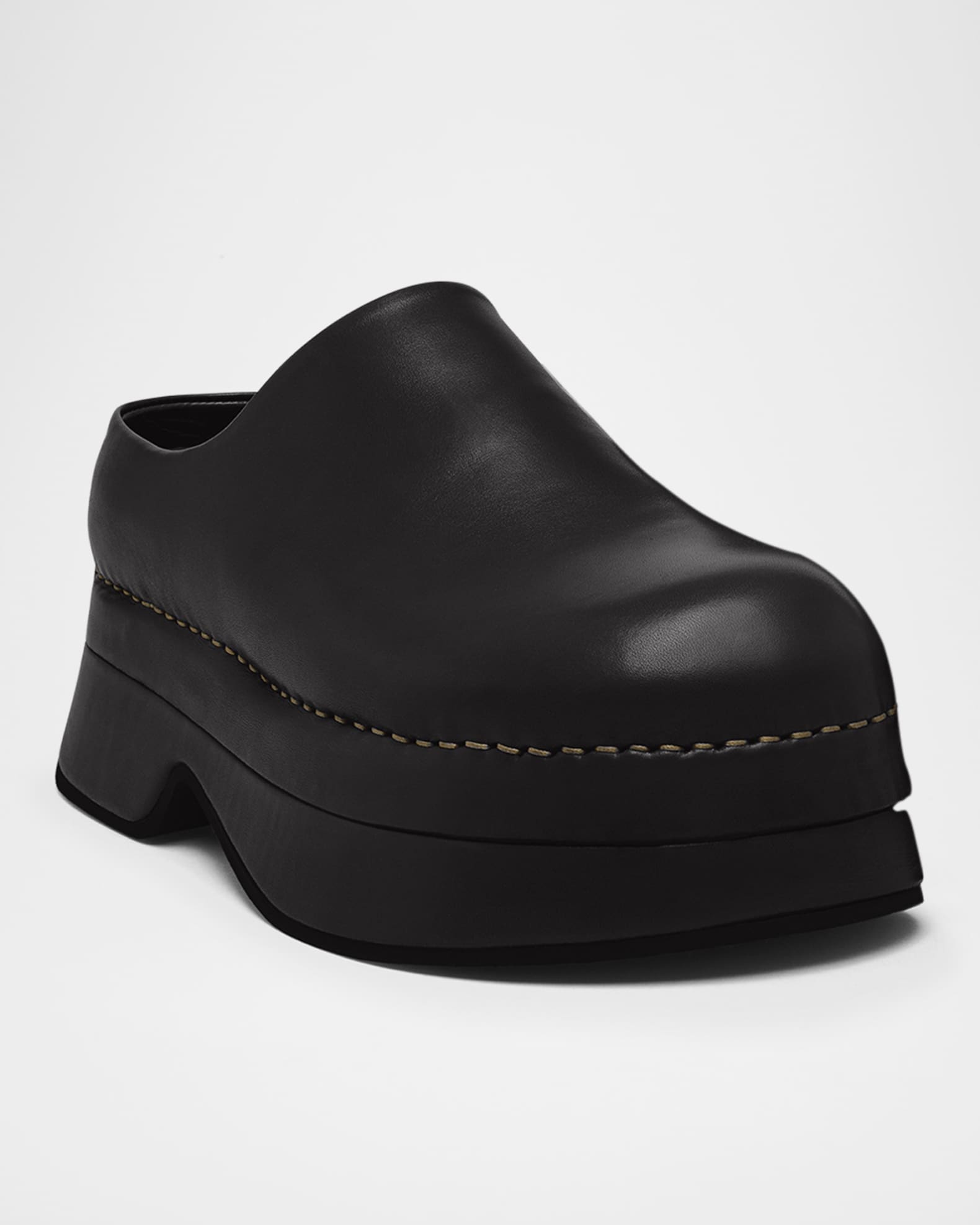 Men s Stone Leather Platform Clogs