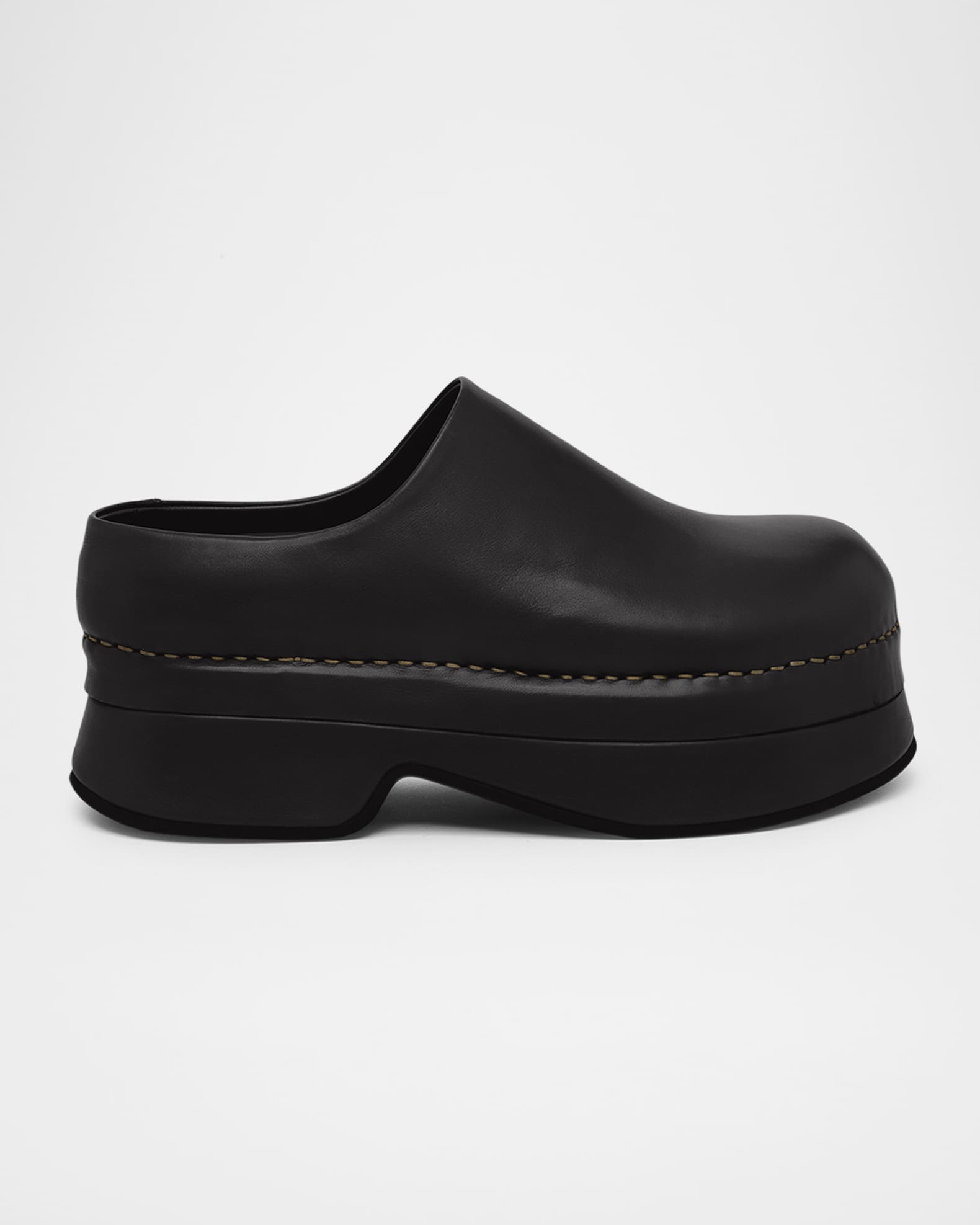 Men's Stone Leather Platform Clogs 0